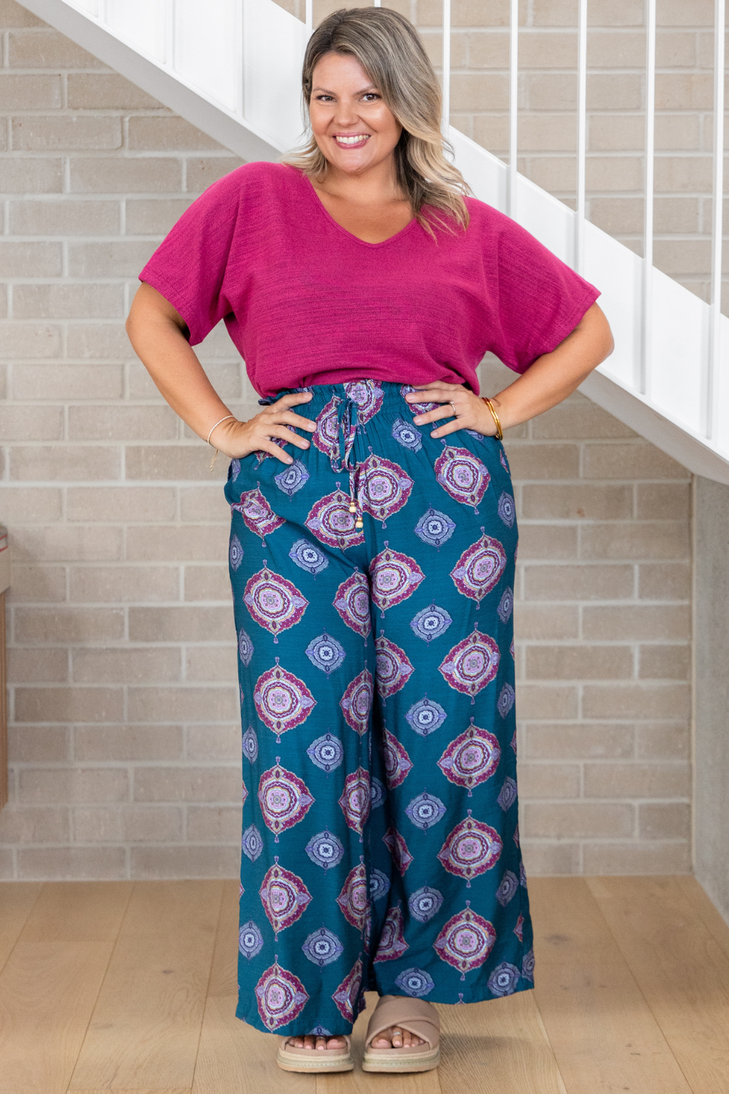 Riley V Neck Top Magenta