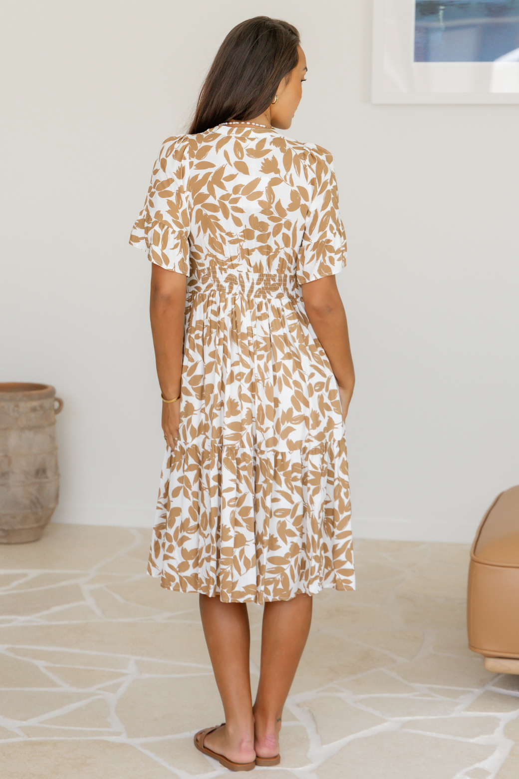 Final Sale | Rose Midi Dress Finley Print Natural