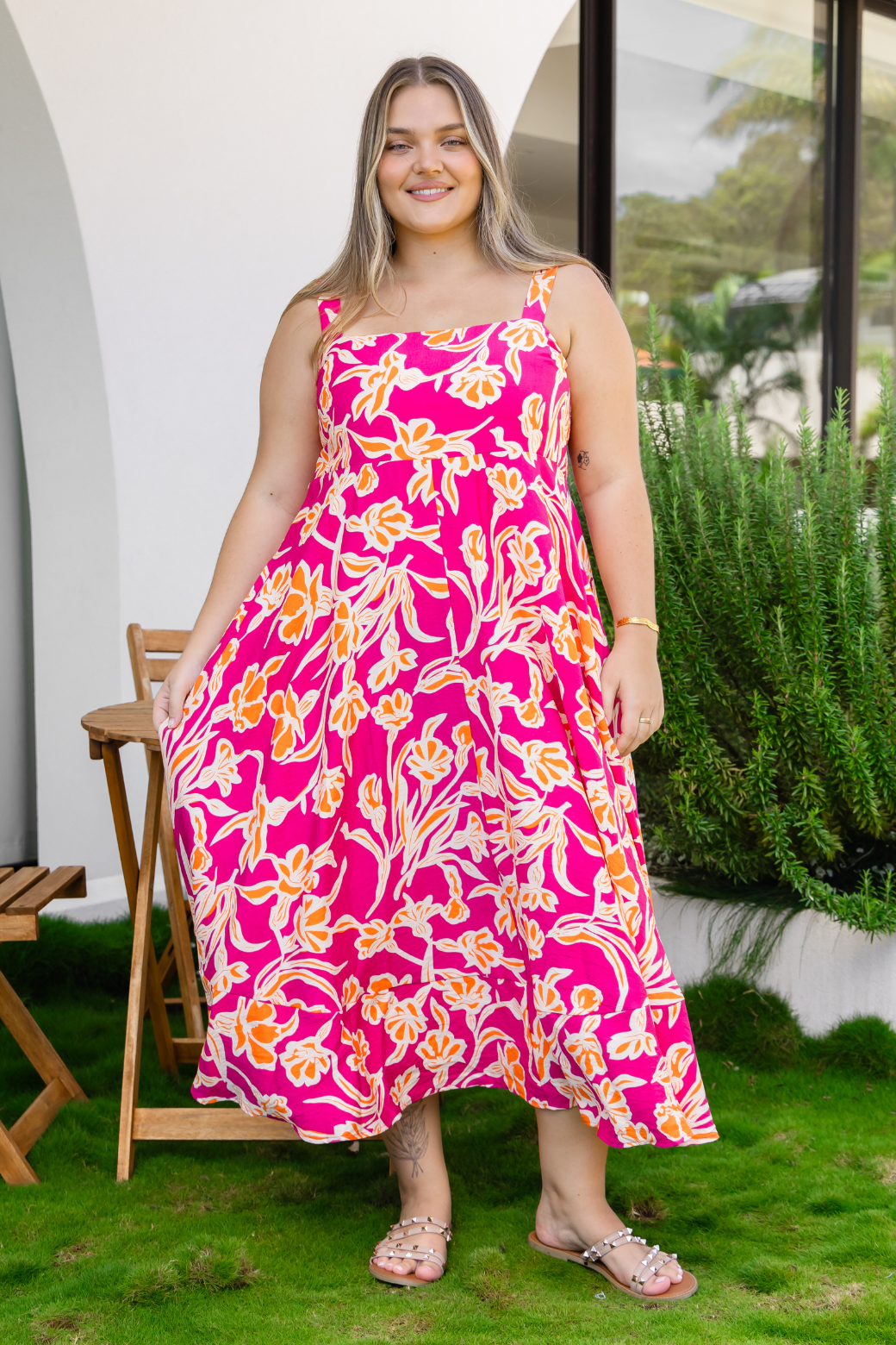 Final Sale | Rosemary Midi Dress Hudson Print Pink