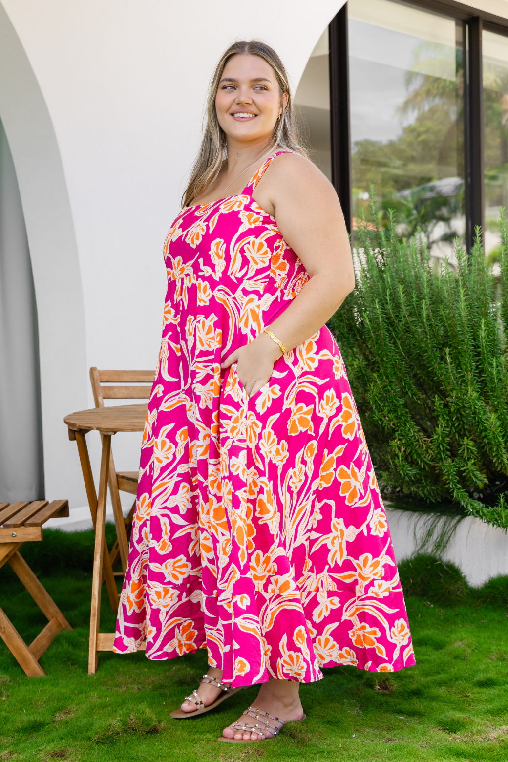 Final Sale | Rosemary Midi Dress Hudson Print Pink