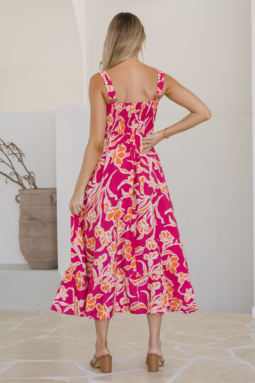 Final Sale | Rosemary Midi Dress Hudson Print Pink