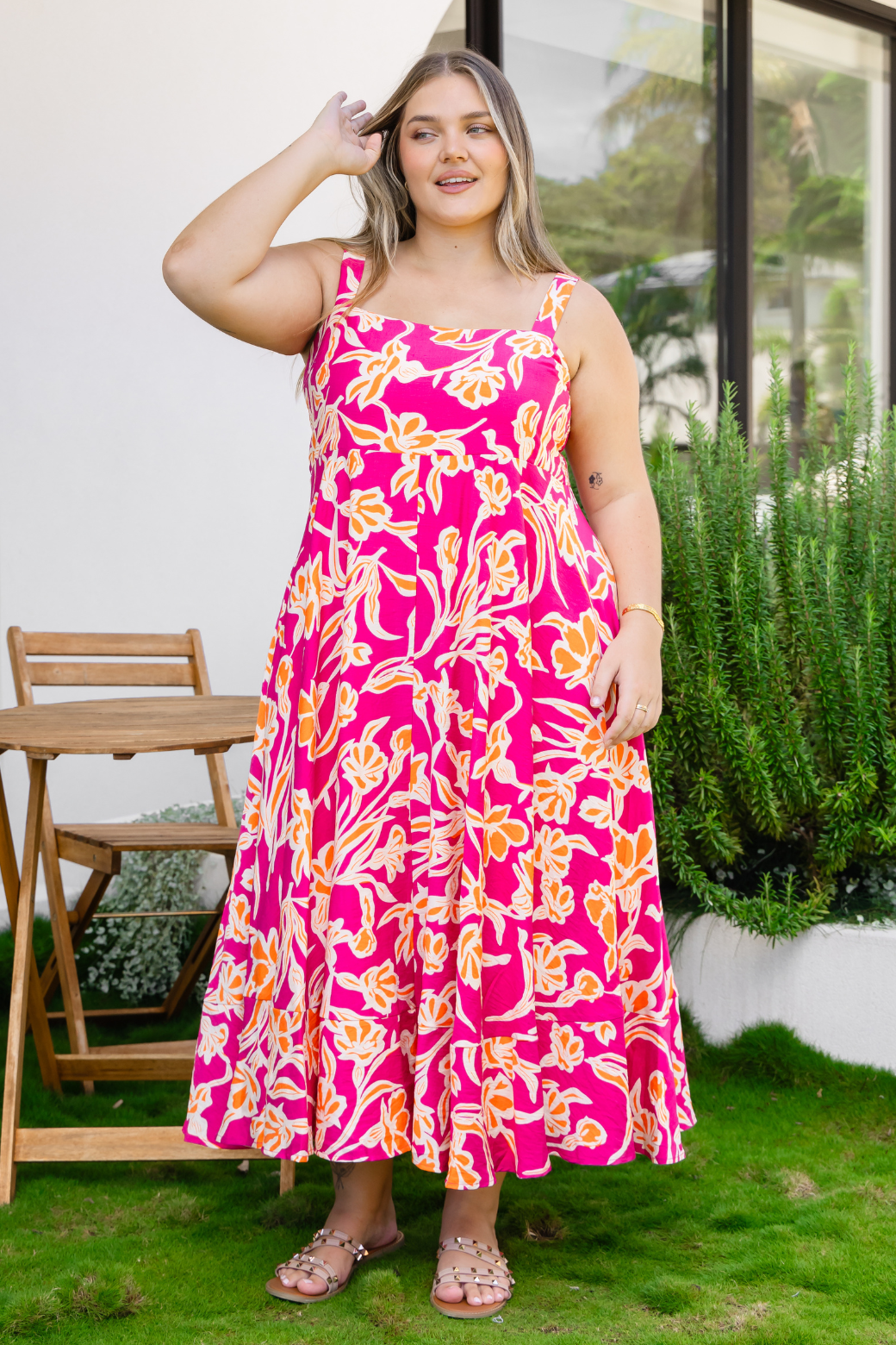 Final Sale | Rosemary Midi Dress Hudson Print Pink