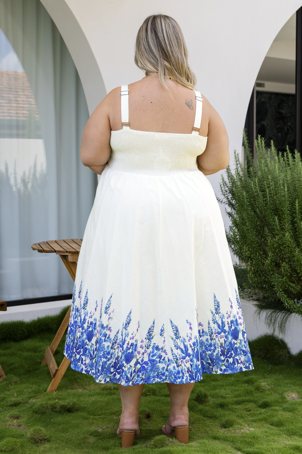 strapless open back dress Garden Party Midi Dress
