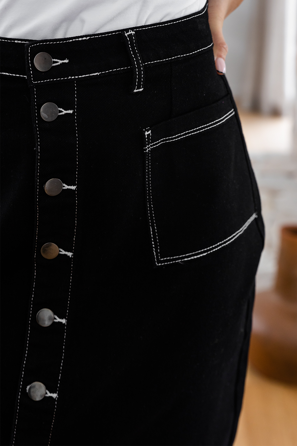 Final Sale | Ruby Denim Skirt Black
