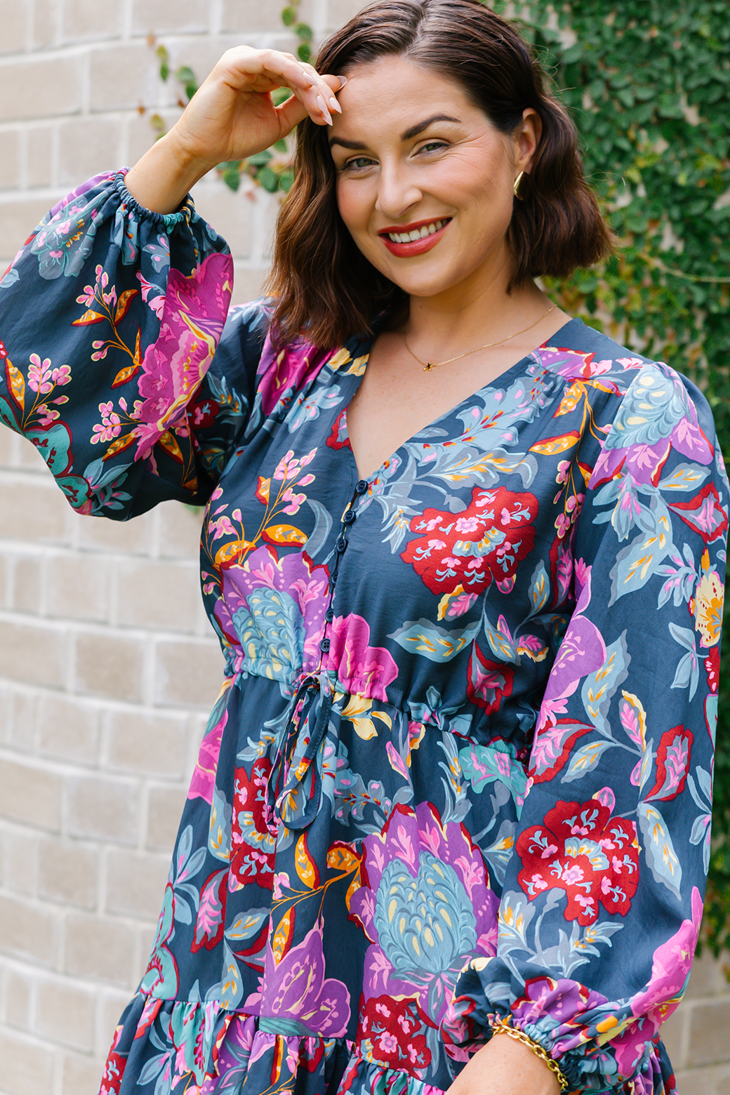 Ruby Long Sleeve Mini Dress Moroccan Deep Sun Print