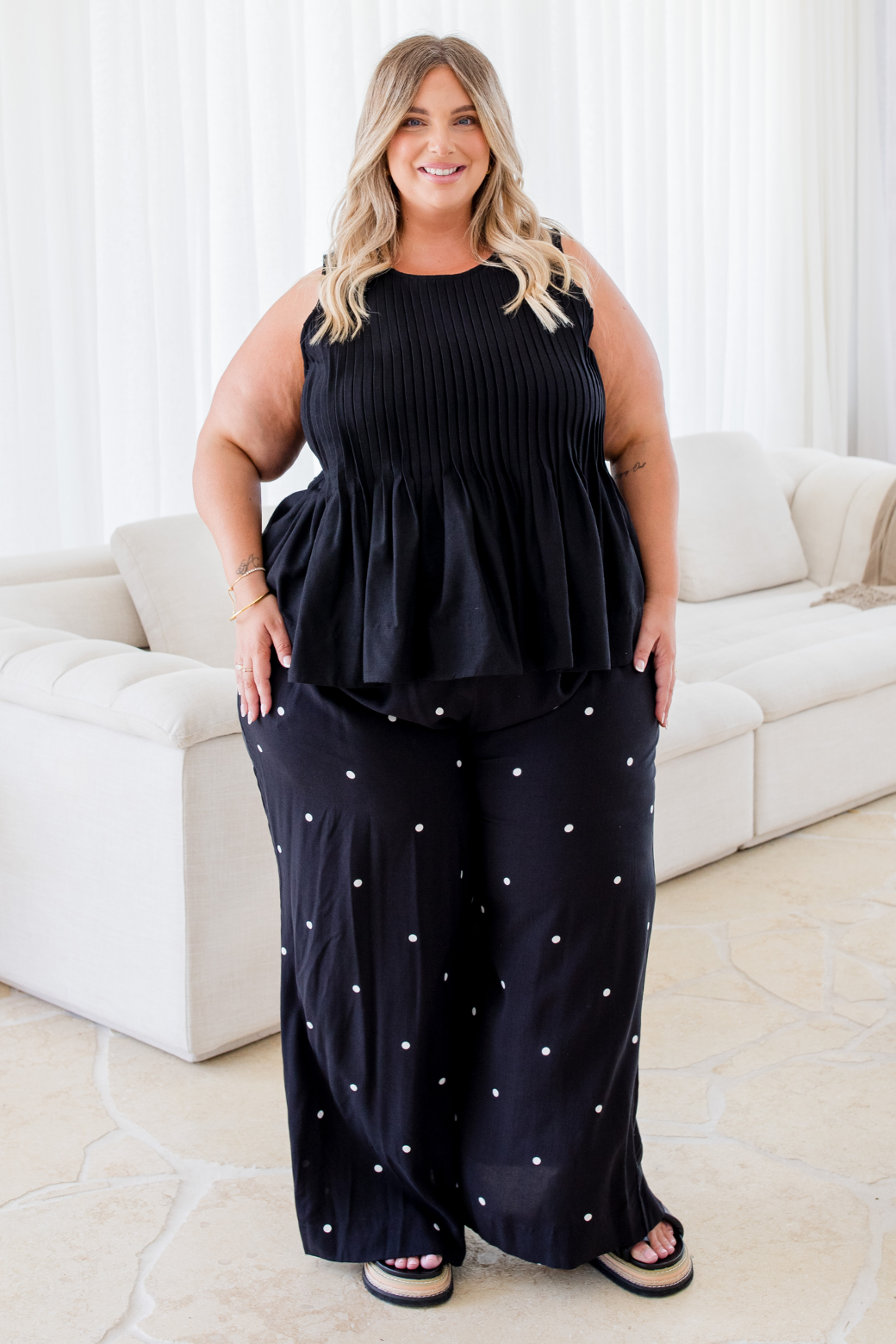 Ruby Pleated Shell Top Black