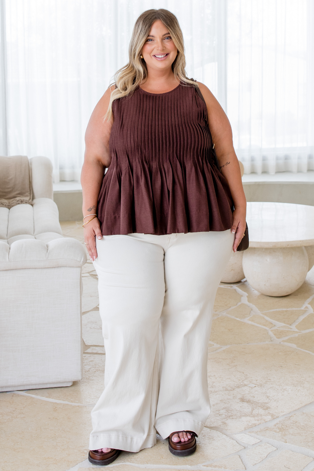 Ruby Pleated Shell Top Dark Chocolate