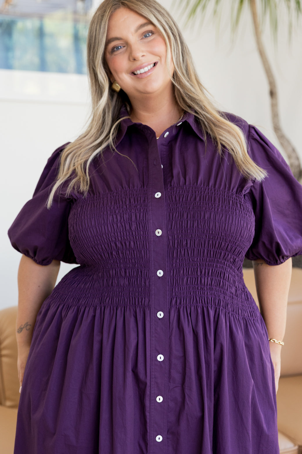 Samantha Midi Dress Deep Aubergine