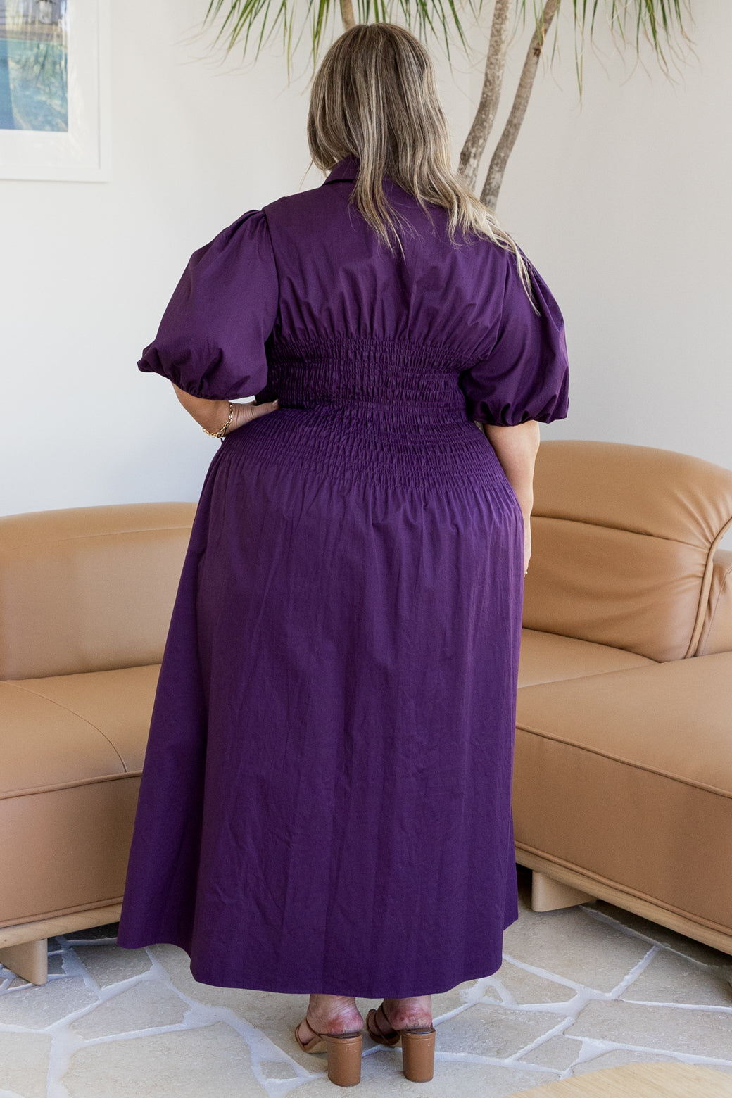 Samantha Midi Dress Deep Aubergine