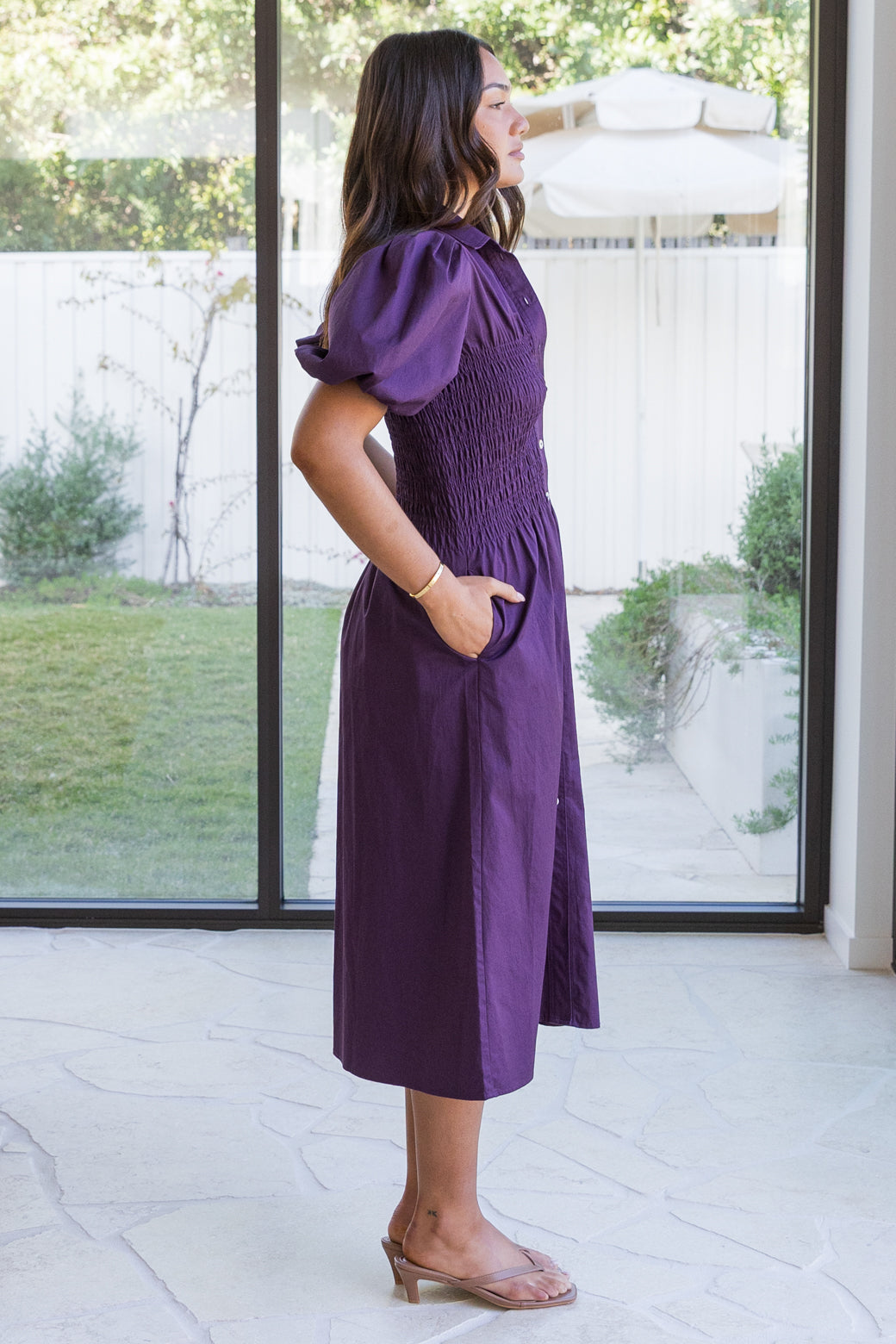 Samantha Midi Dress Deep Aubergine