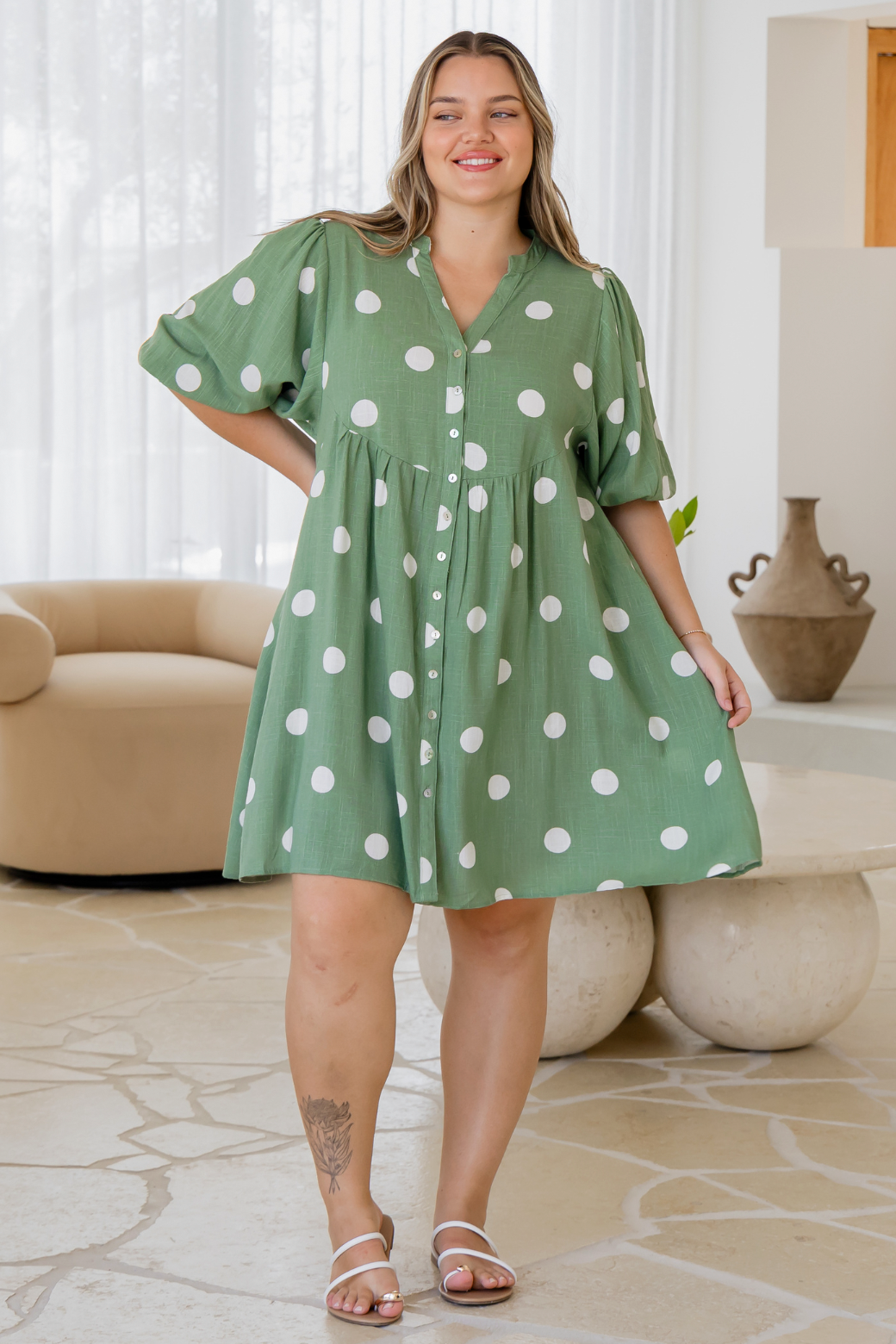 Louie Dress Sage Spot