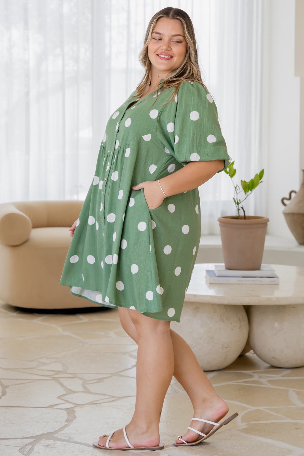 Louie Dress Sage Spot