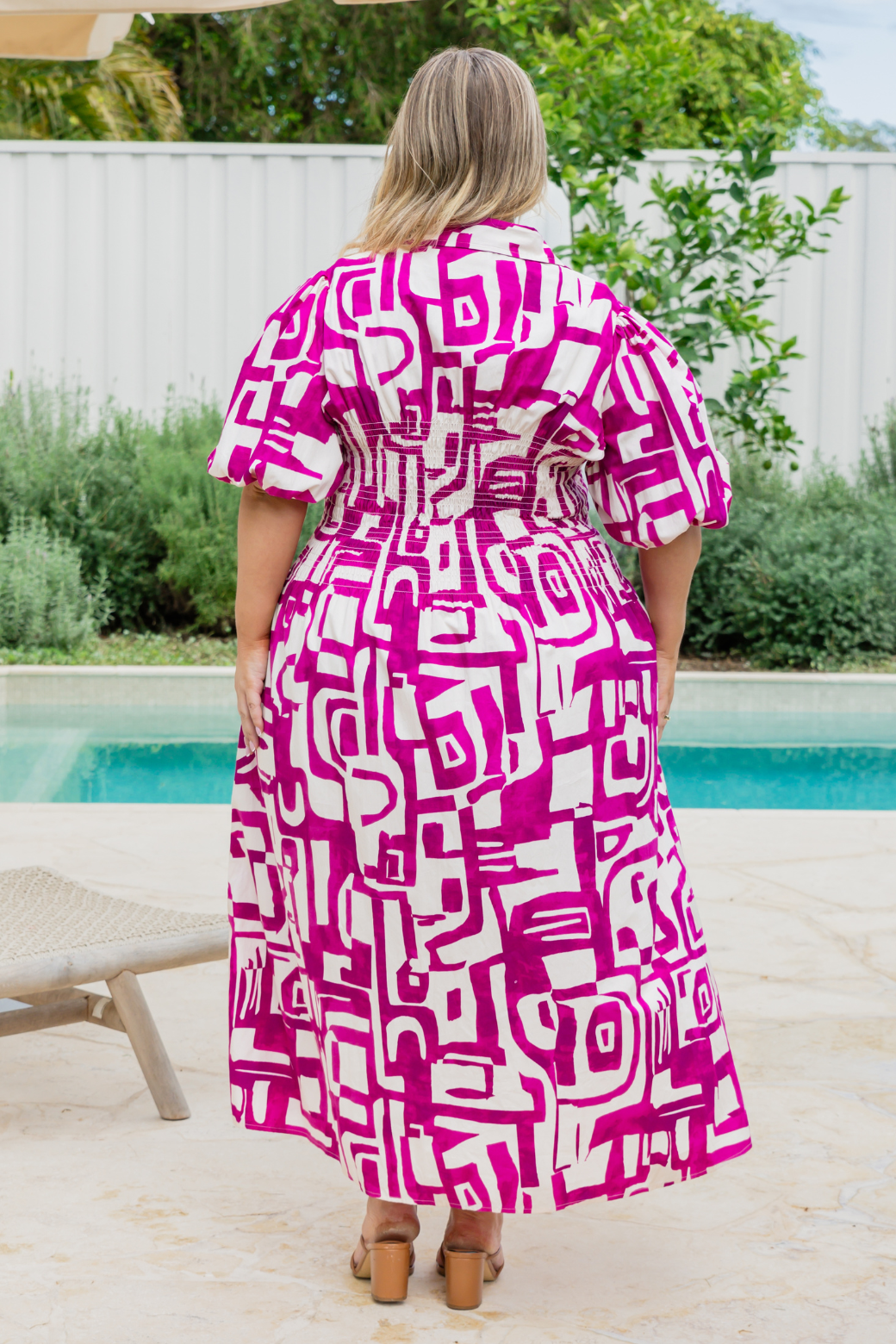 Samantha Midi Dress Fes Print Magenta