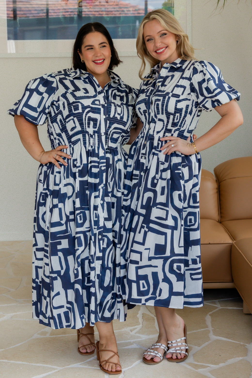 Samantha Midi Dress Fes Print Navy