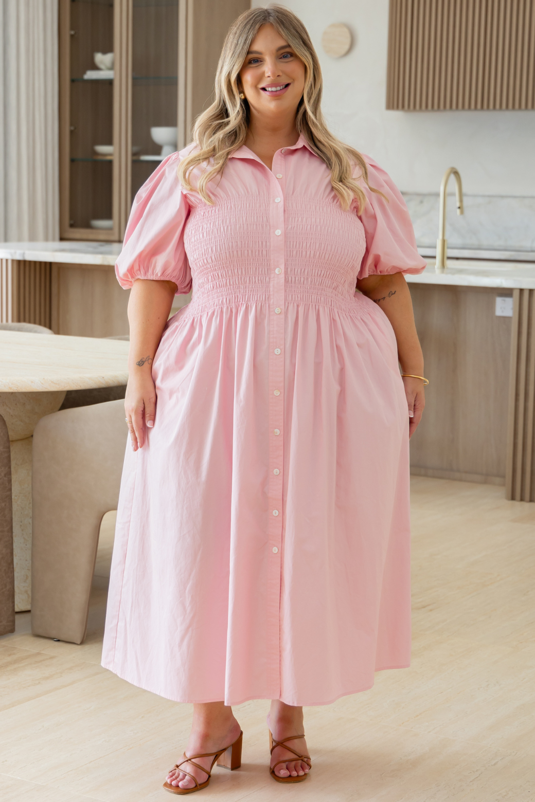 Samantha Midi Dress Powder Pink