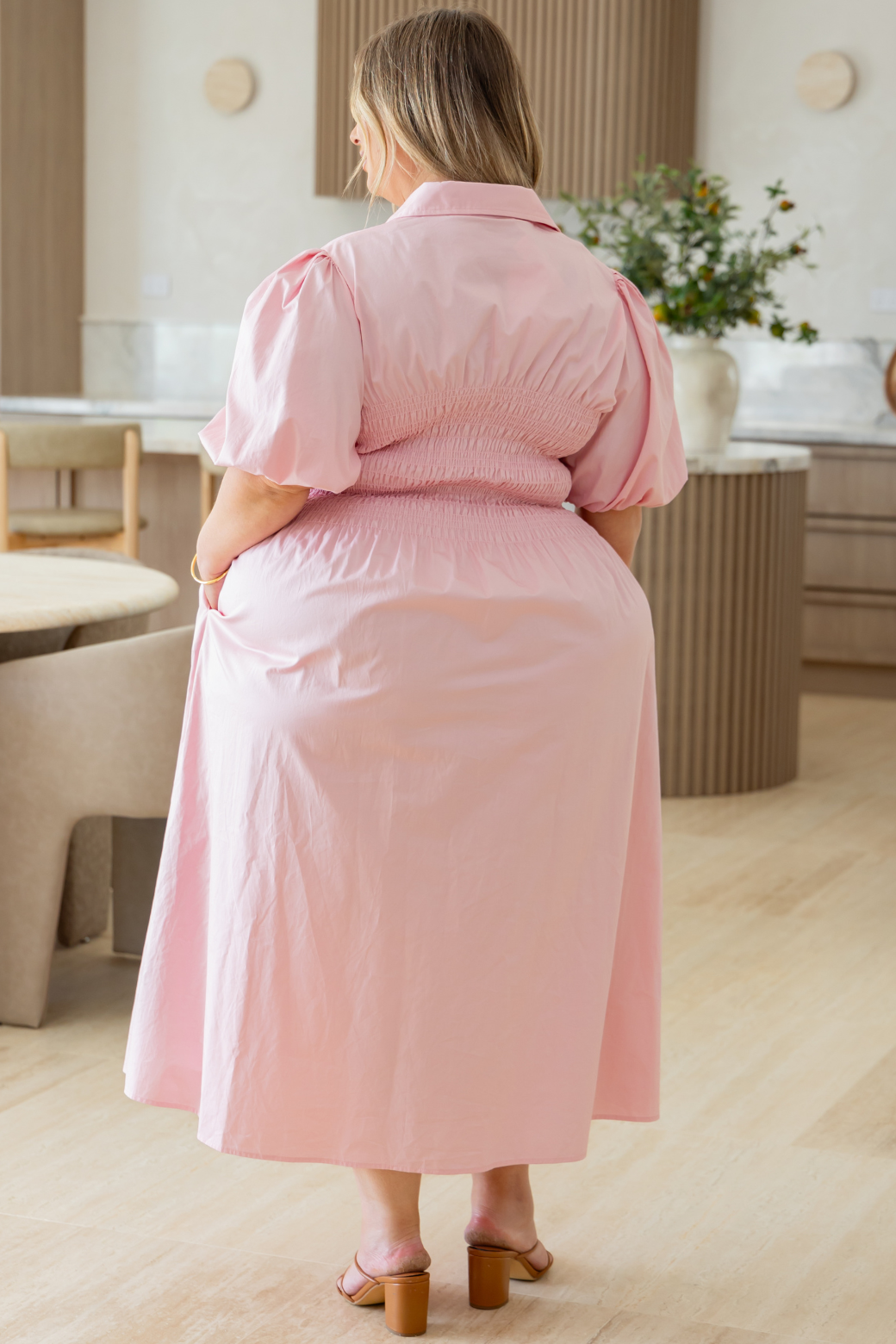 Samantha Midi Dress Powder Pink