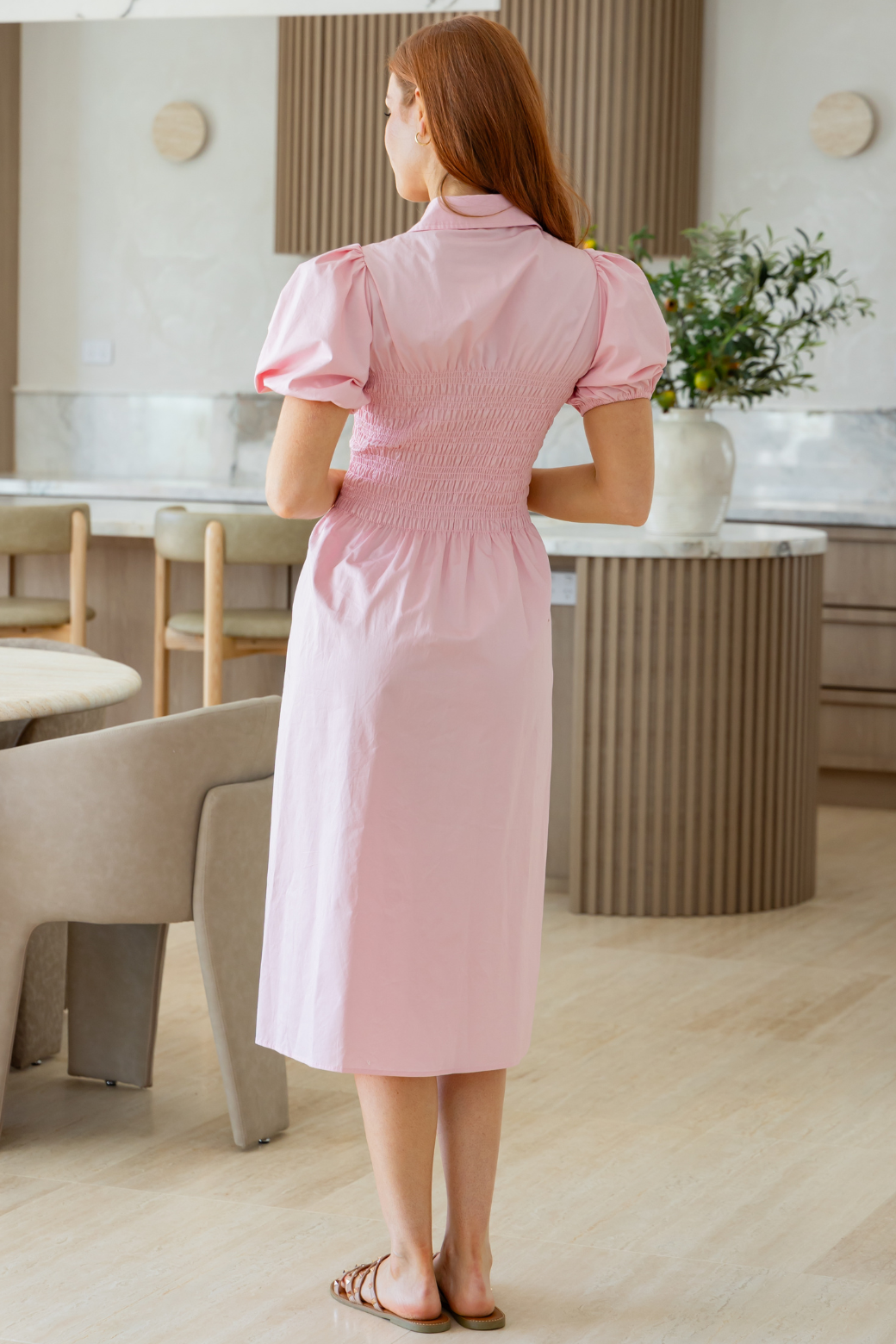 Samantha Midi Dress Powder Pink