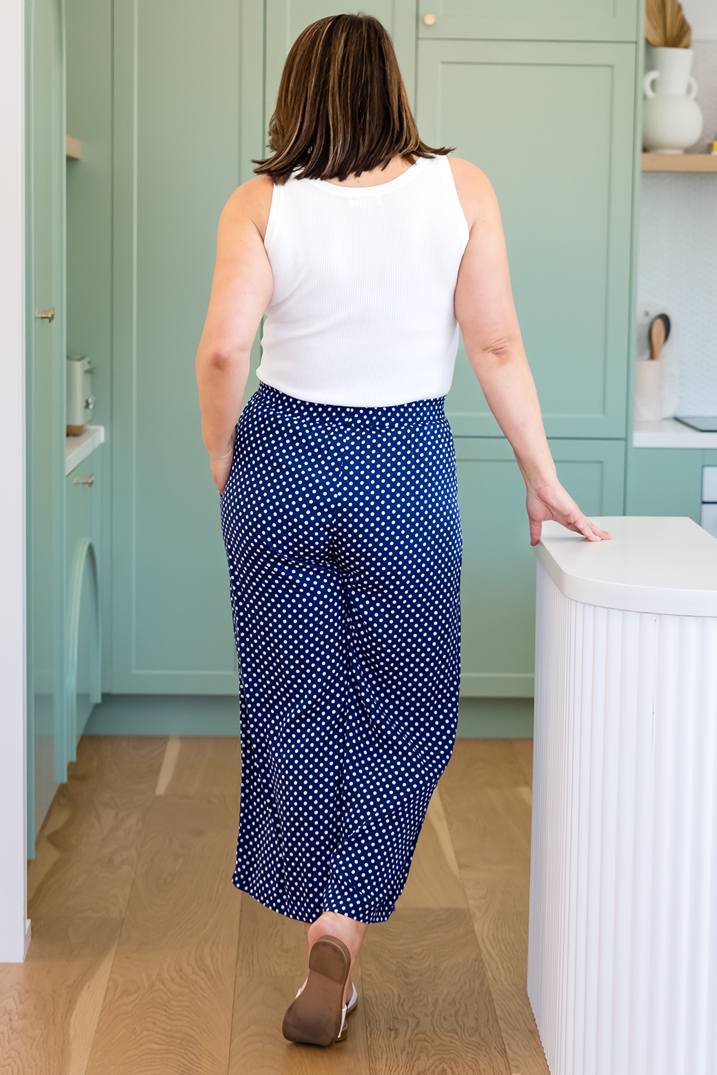 Sammy Crop Pants Navy White Mini Spot