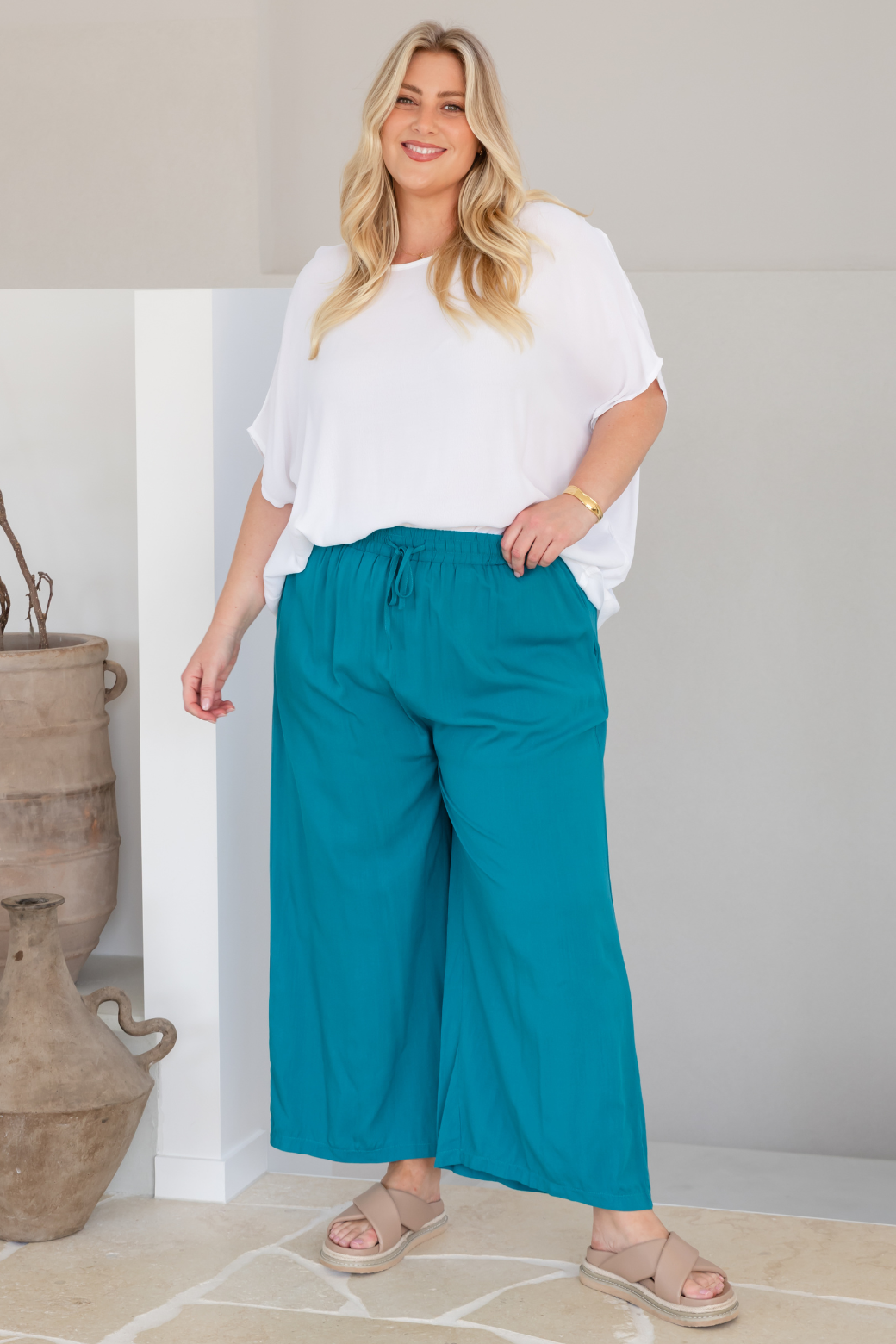 Sammy Drawstring Crop Pants Deep Teal