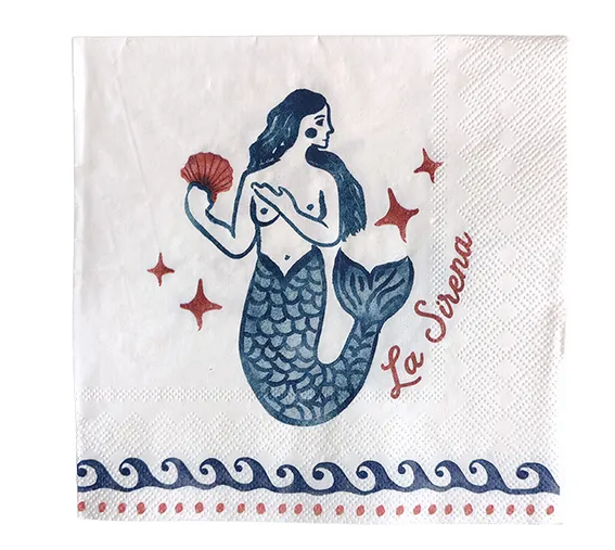 Coast to Coast Napkin La Sirena Blue Red 20pk