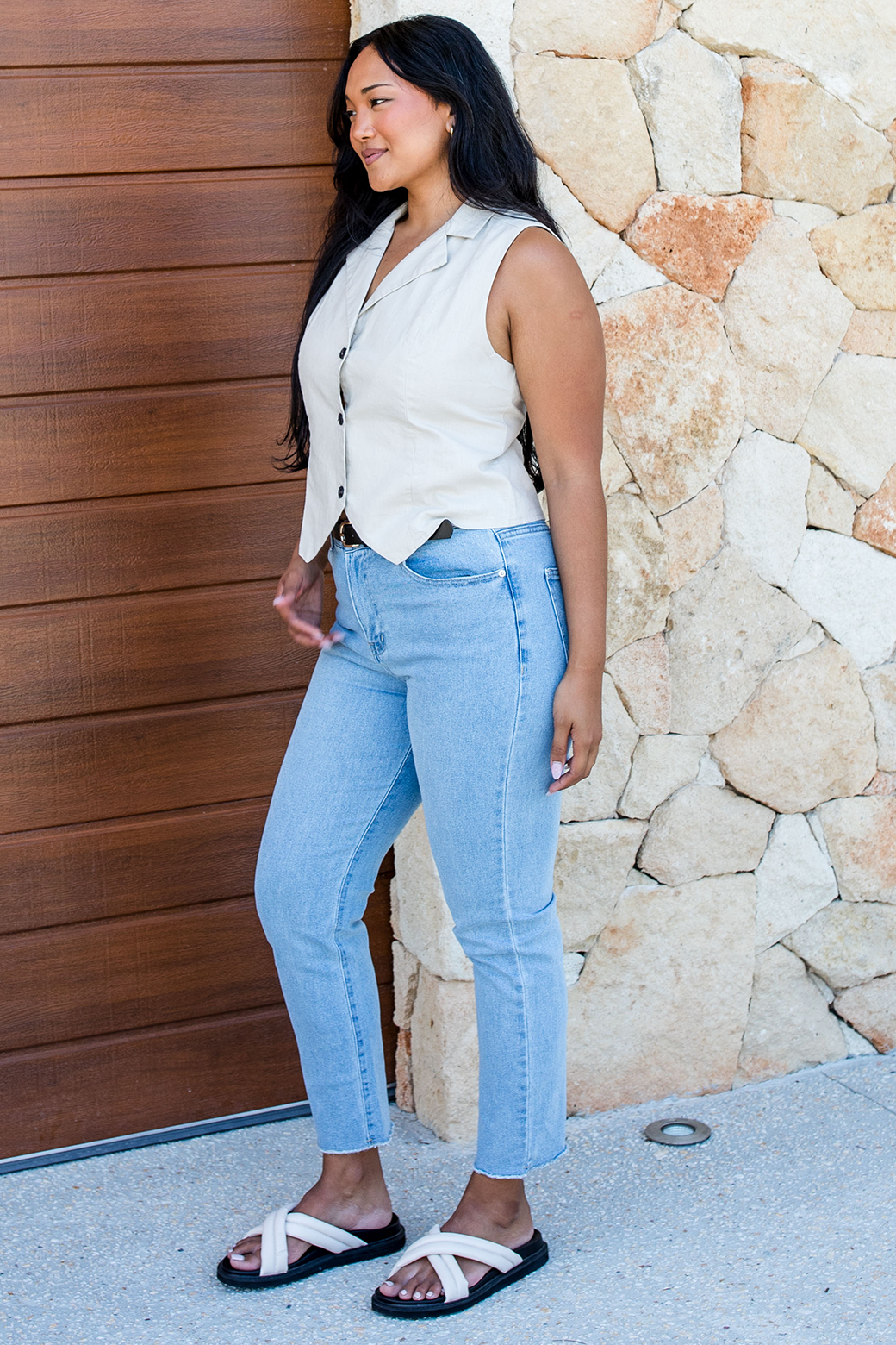 Final Sale | Selena Linen Vest Natural