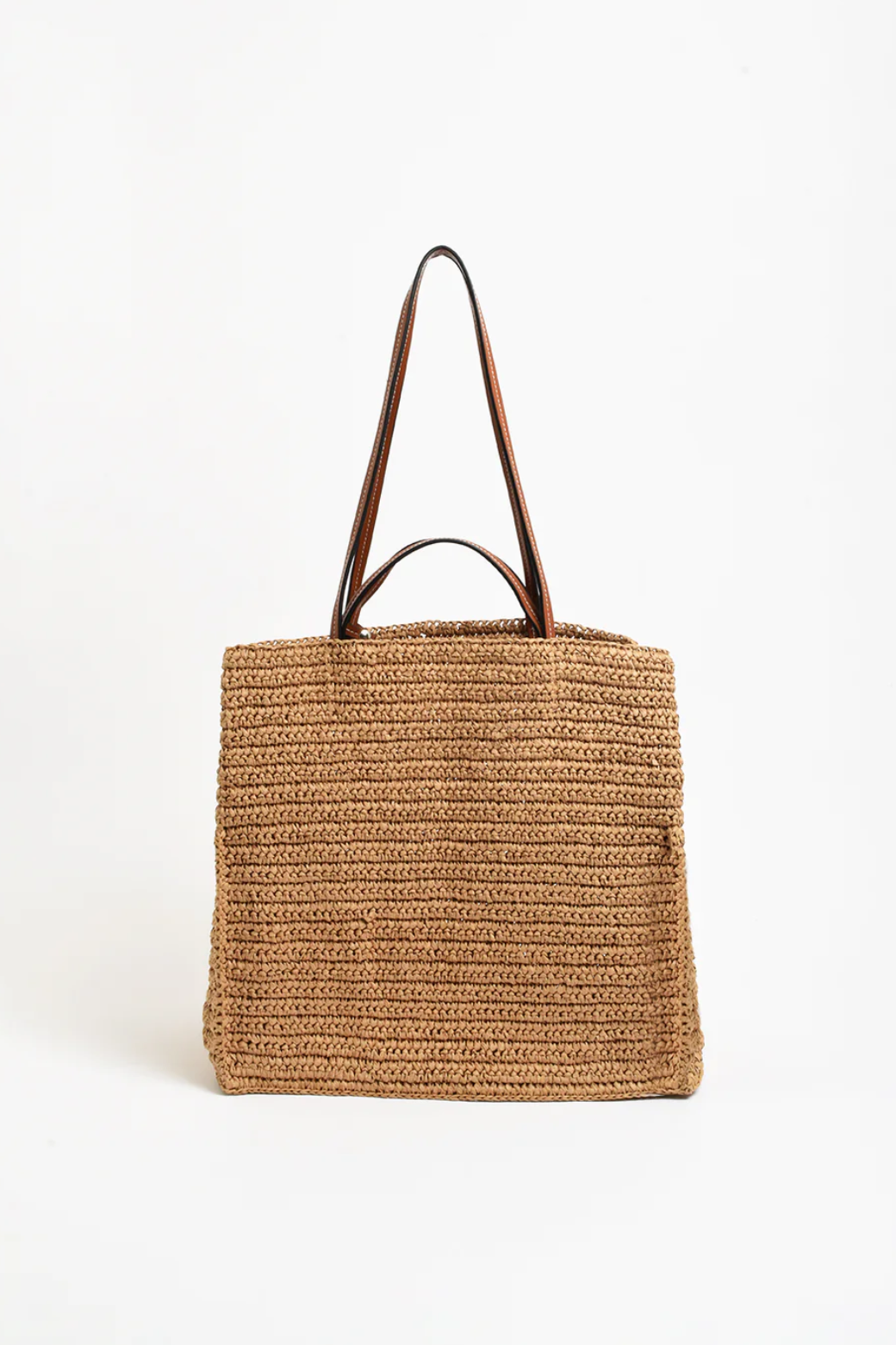 Semi Structured Woven Tote Camel/Tan