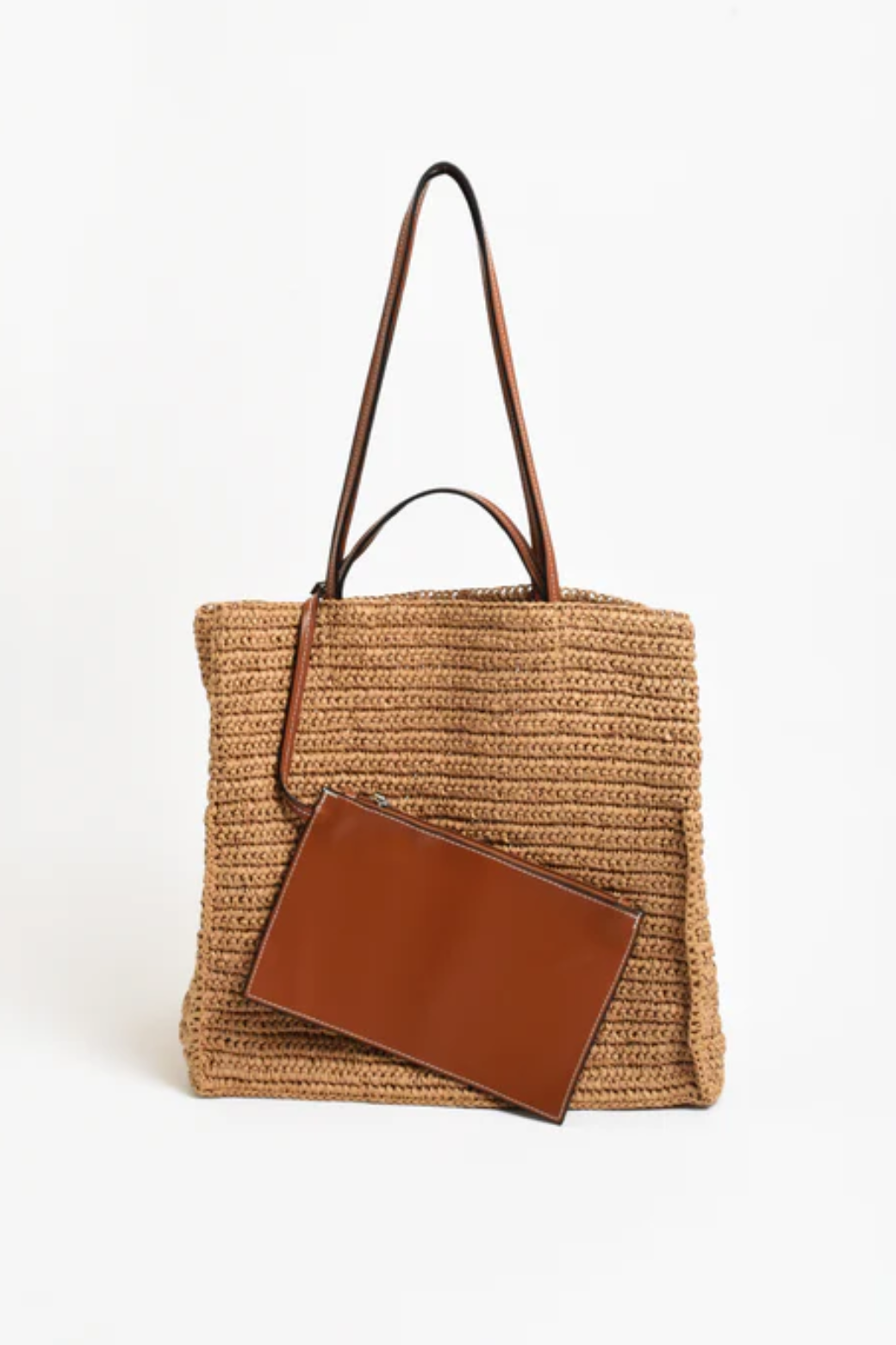 Semi Structured Woven Tote Camel/Tan