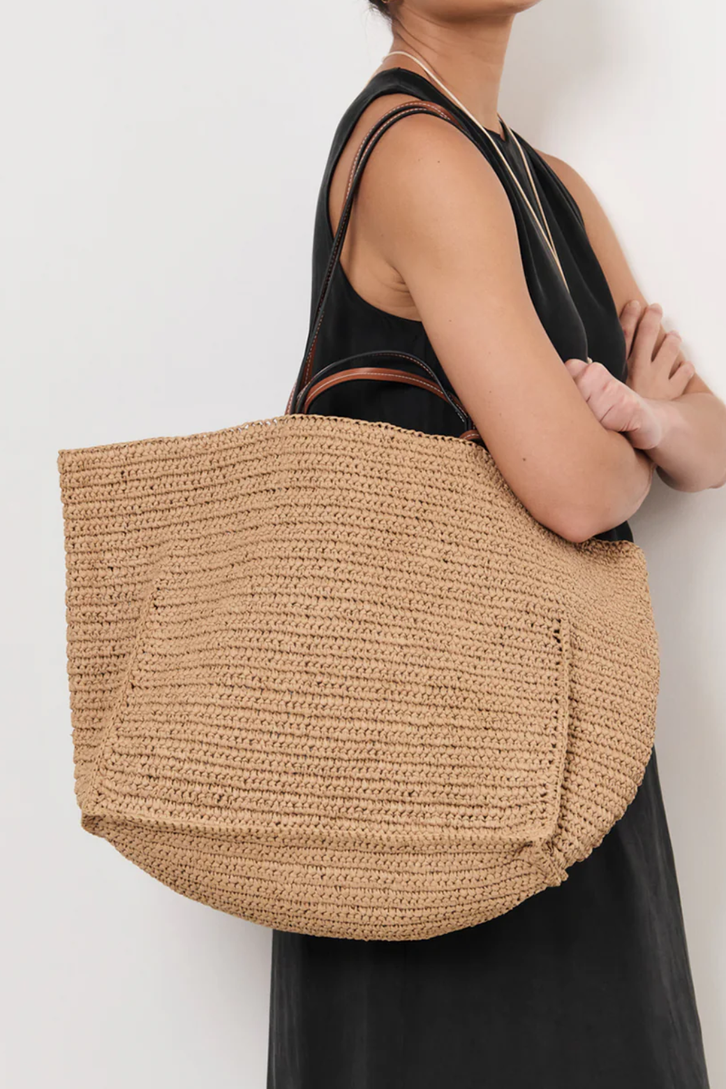 Semi Structured Woven Tote Camel/Tan