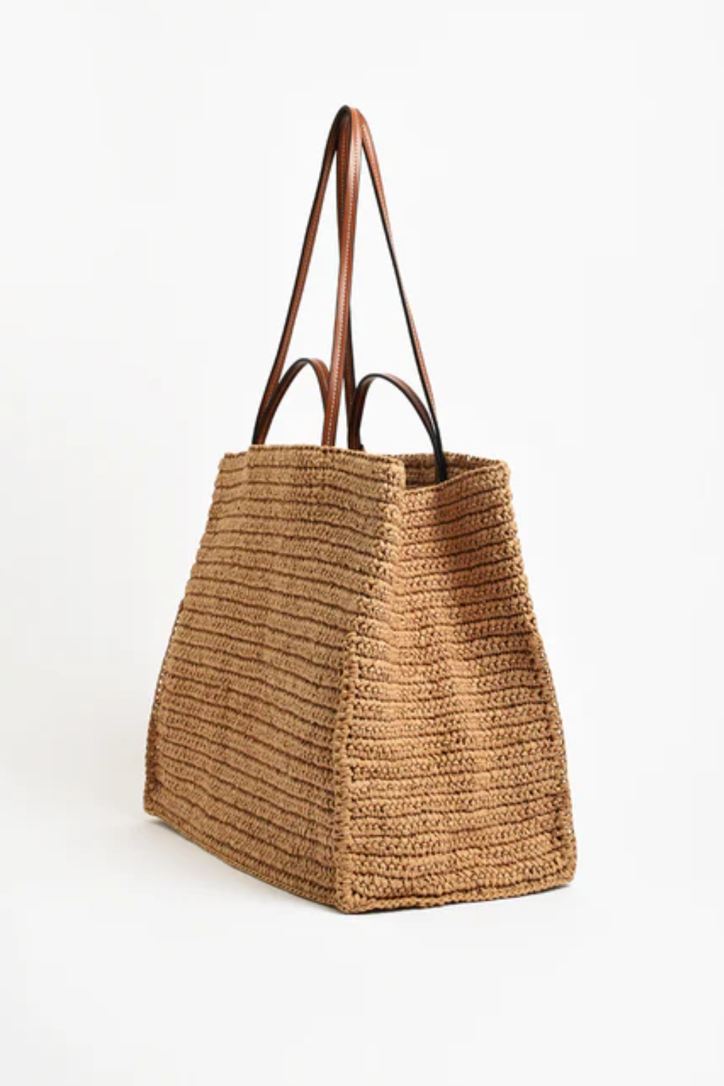 Semi Structured Woven Tote Camel/Tan