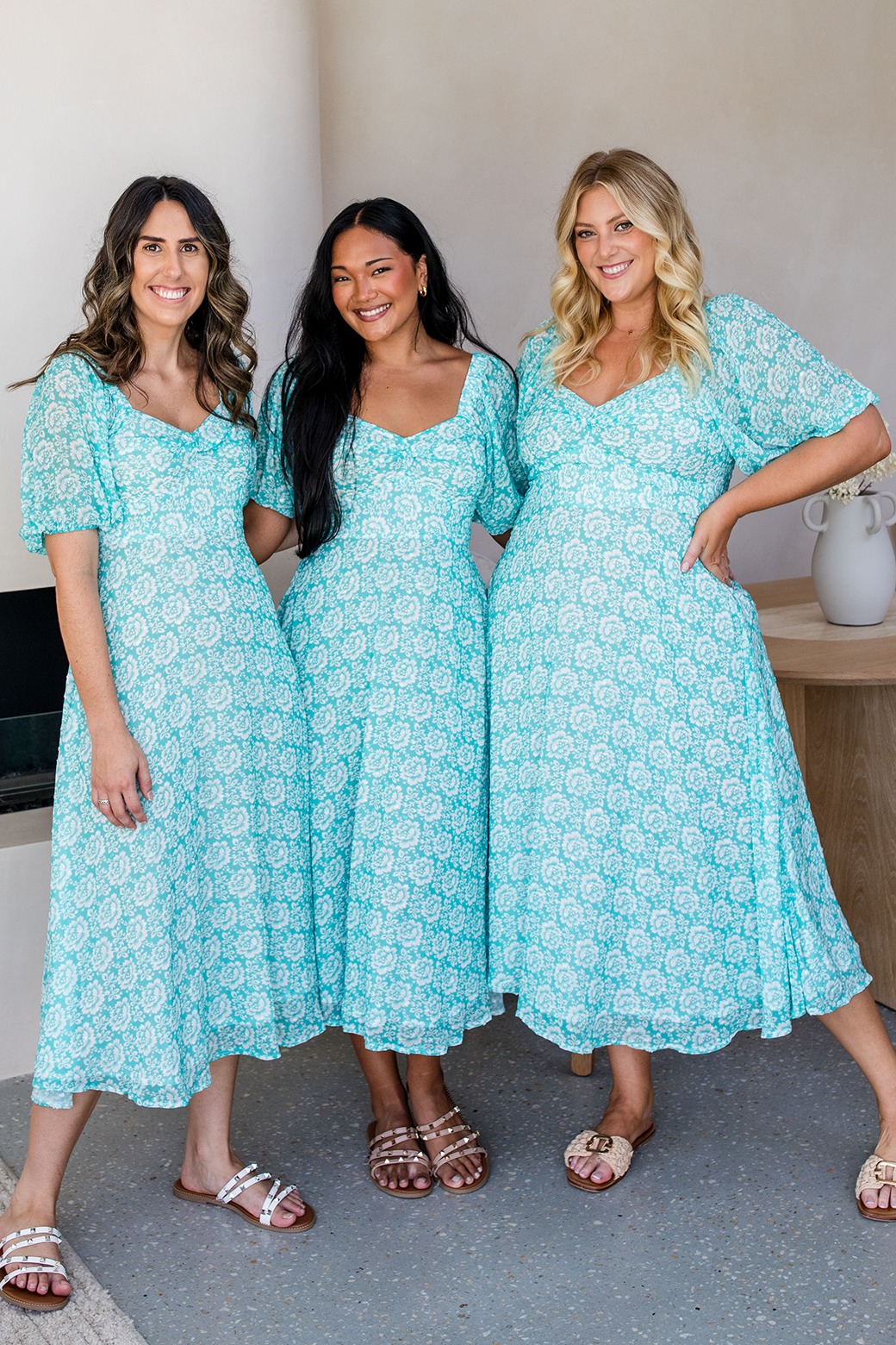 Final Sale | Seraphina Midi Dress Sea Green Dahlia Print