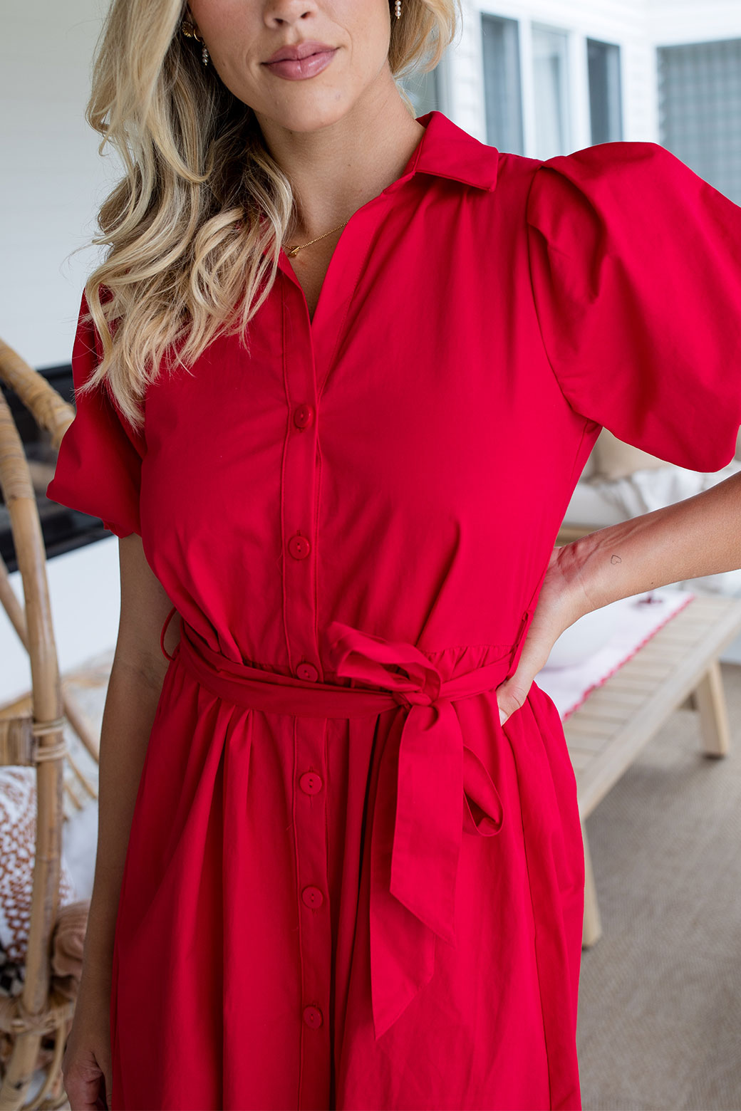 Shannon Midi Dress Red