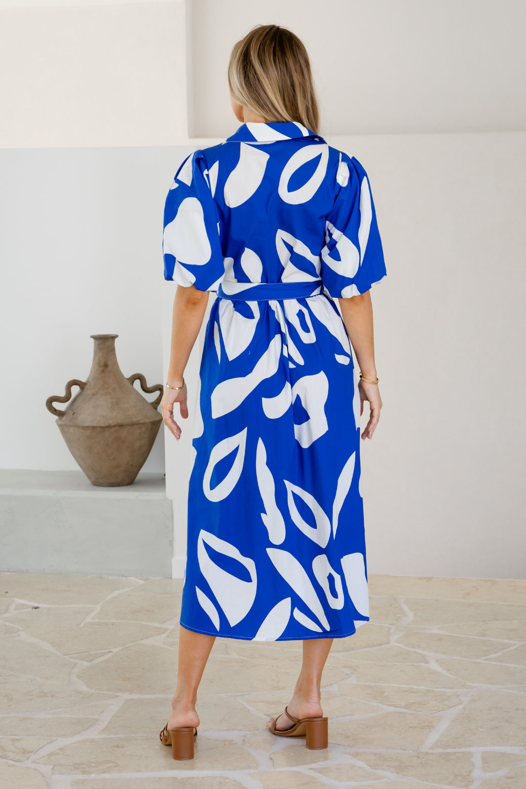 Shannon Dress Laguna Print Nautical Blue