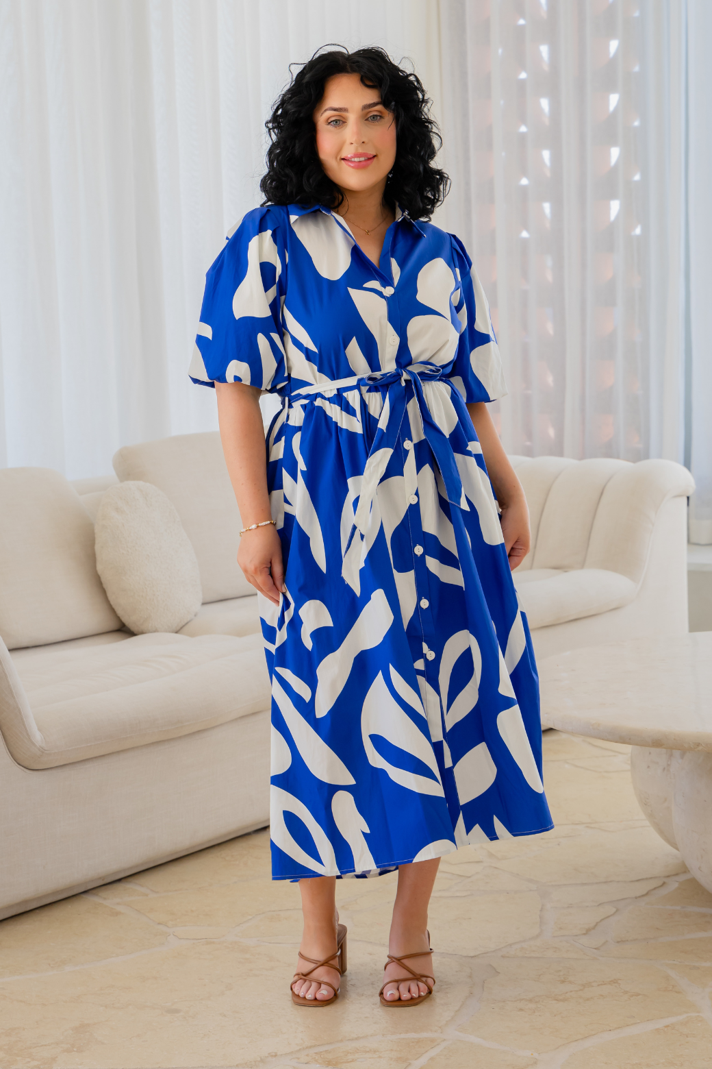 Shannon Dress Laguna Print Nautical Blue