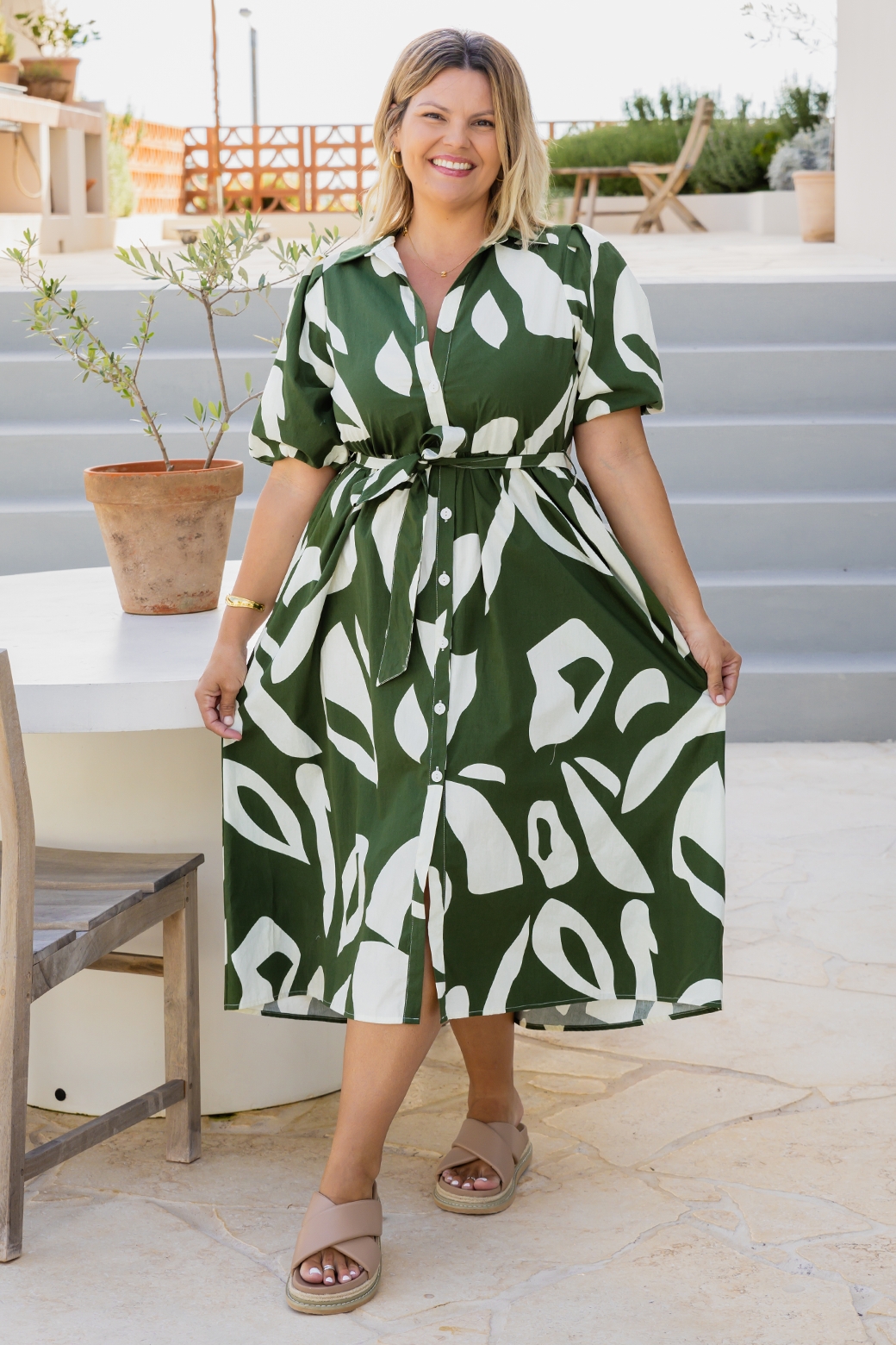 Shannon Midi Dress Laguna Print Olive