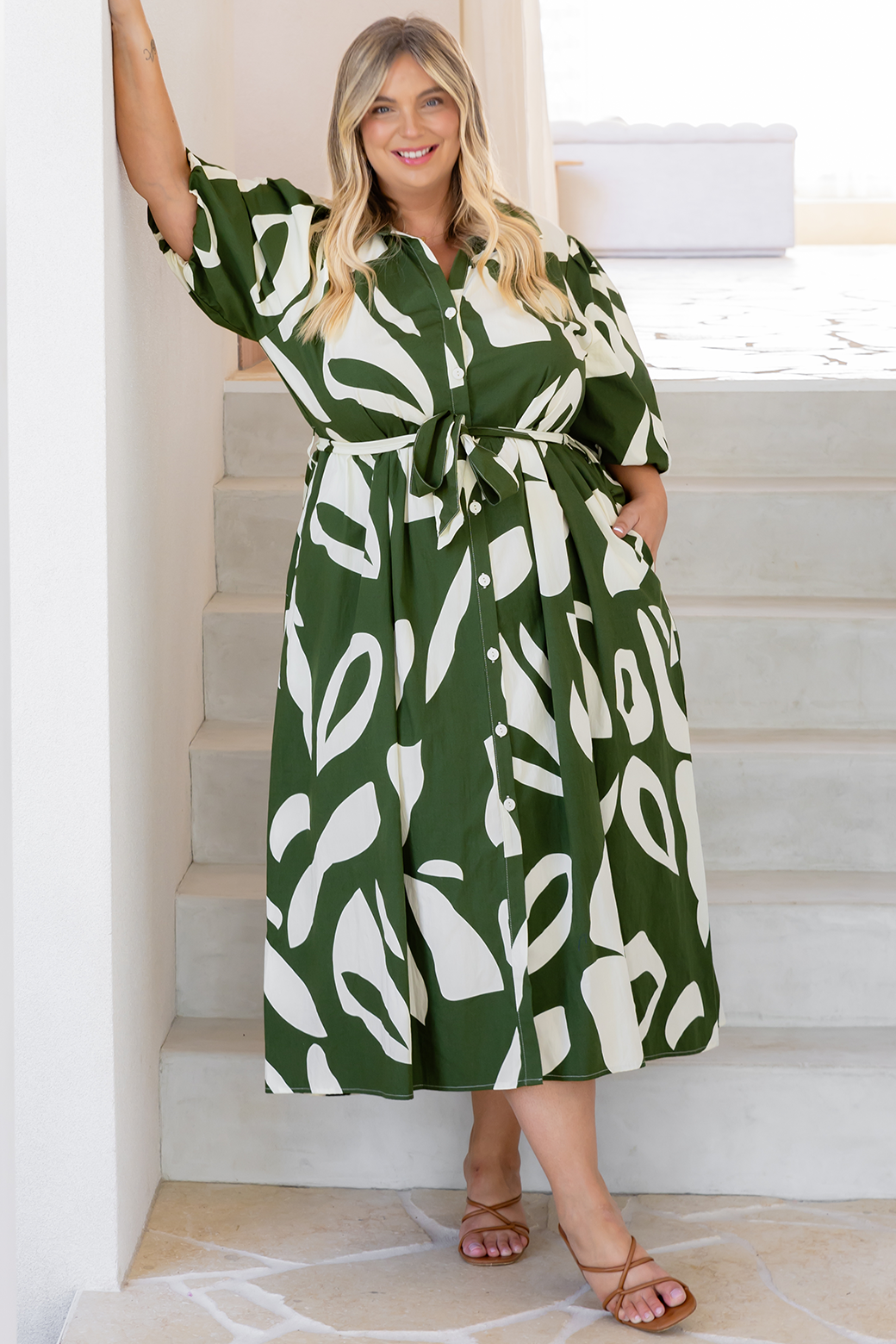 Shannon Midi Dress Laguna Print Olive