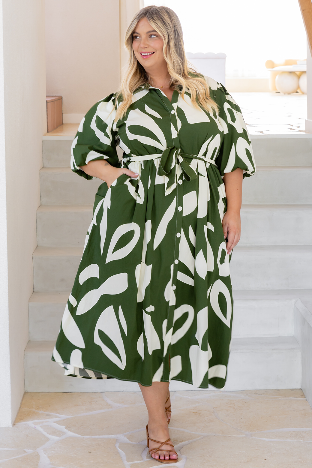 Shannon Midi Dress Laguna Print Olive
