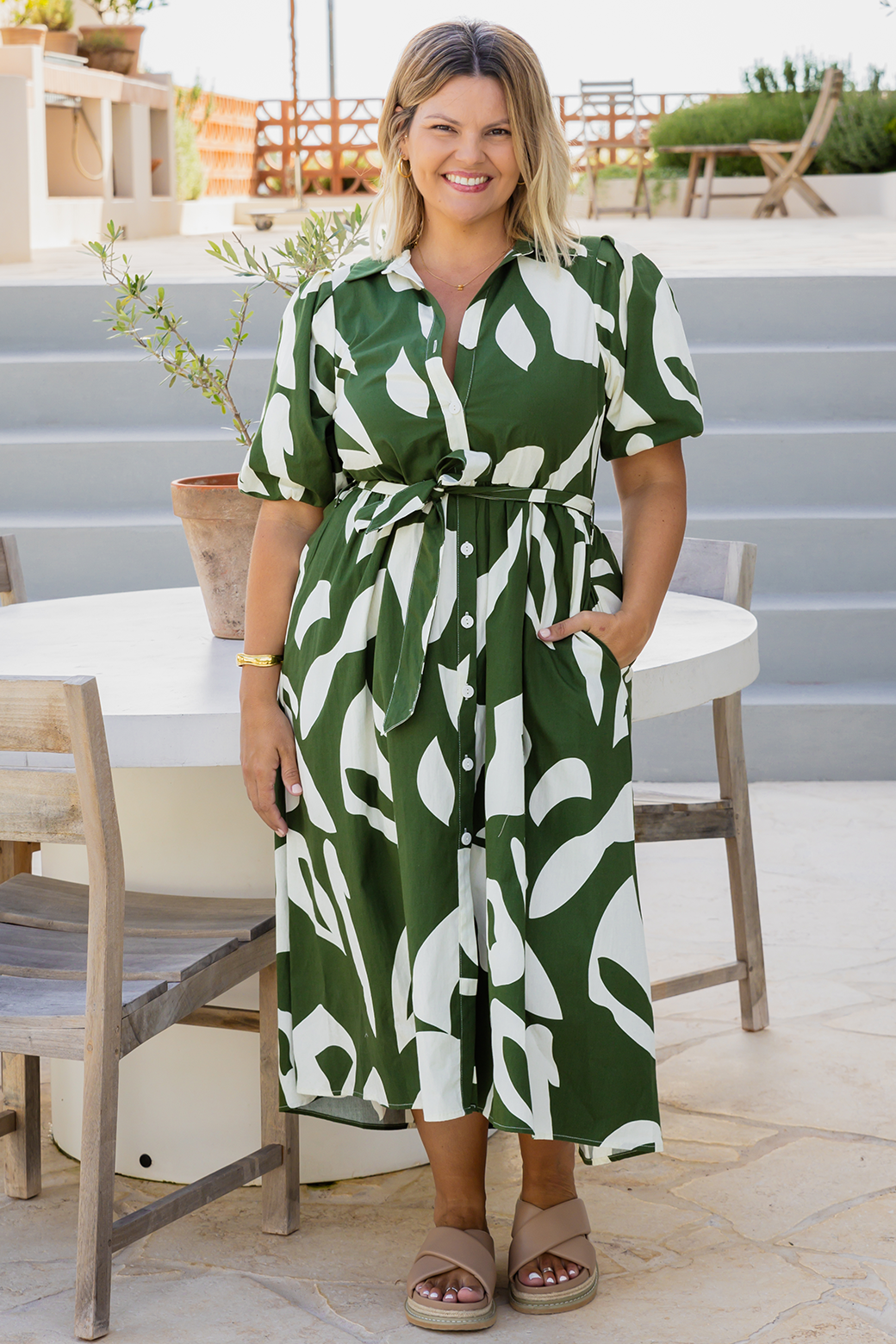 Shannon Midi Dress Laguna Print Olive
