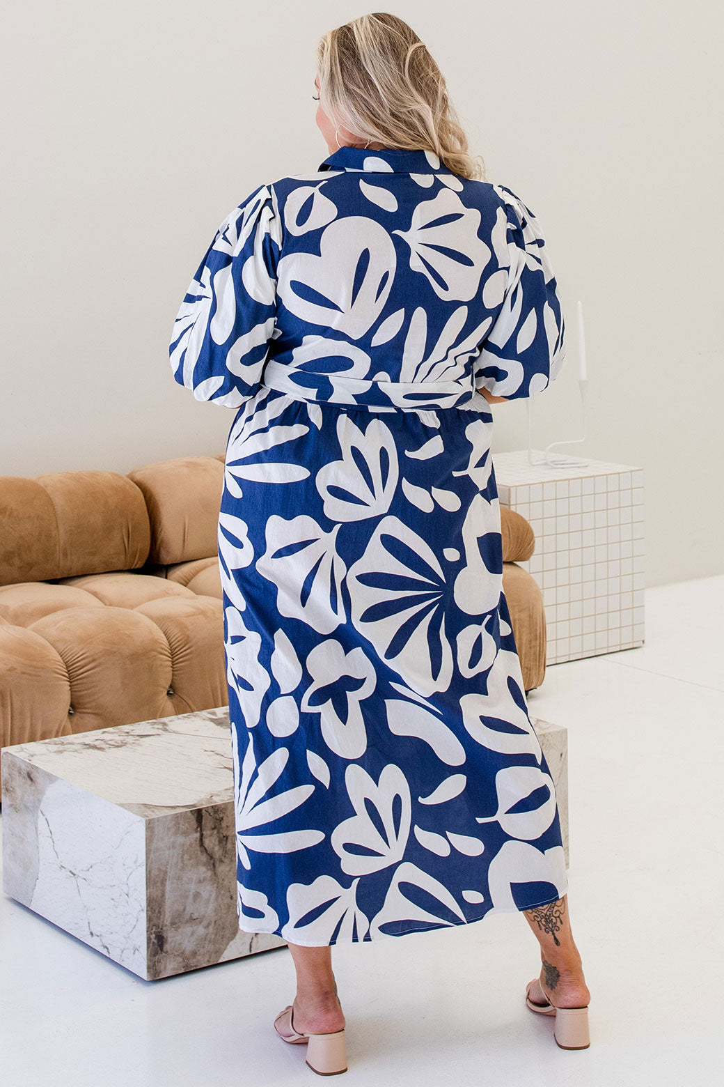 Shannon Midi Dress Tropics Print Navy