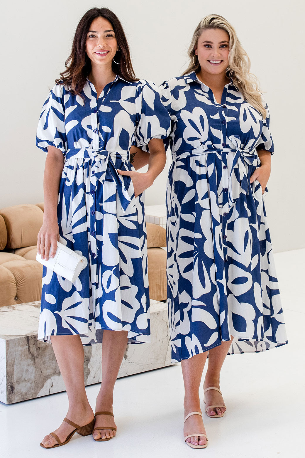 Shannon Midi Dress Tropics Print Navy