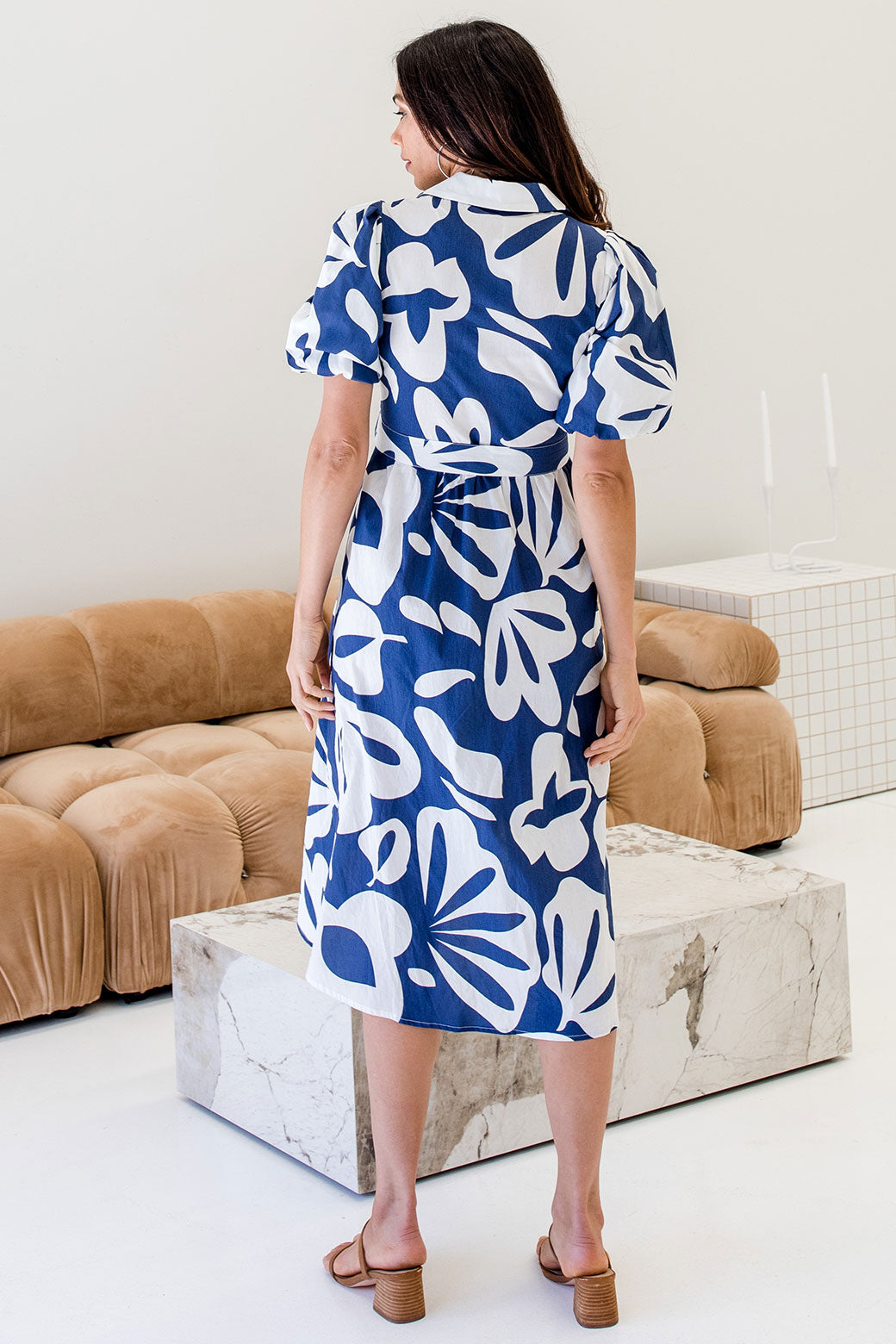 Shannon Midi Dress Tropics Print Navy
