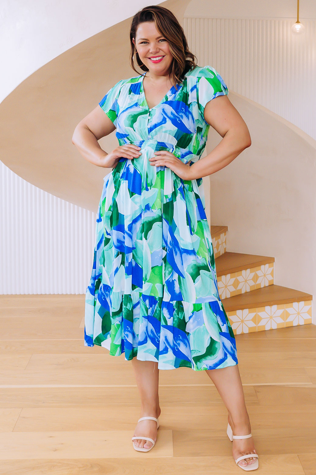 FINAL SALE Sharni Midi Dress Lula Print Blue Multi