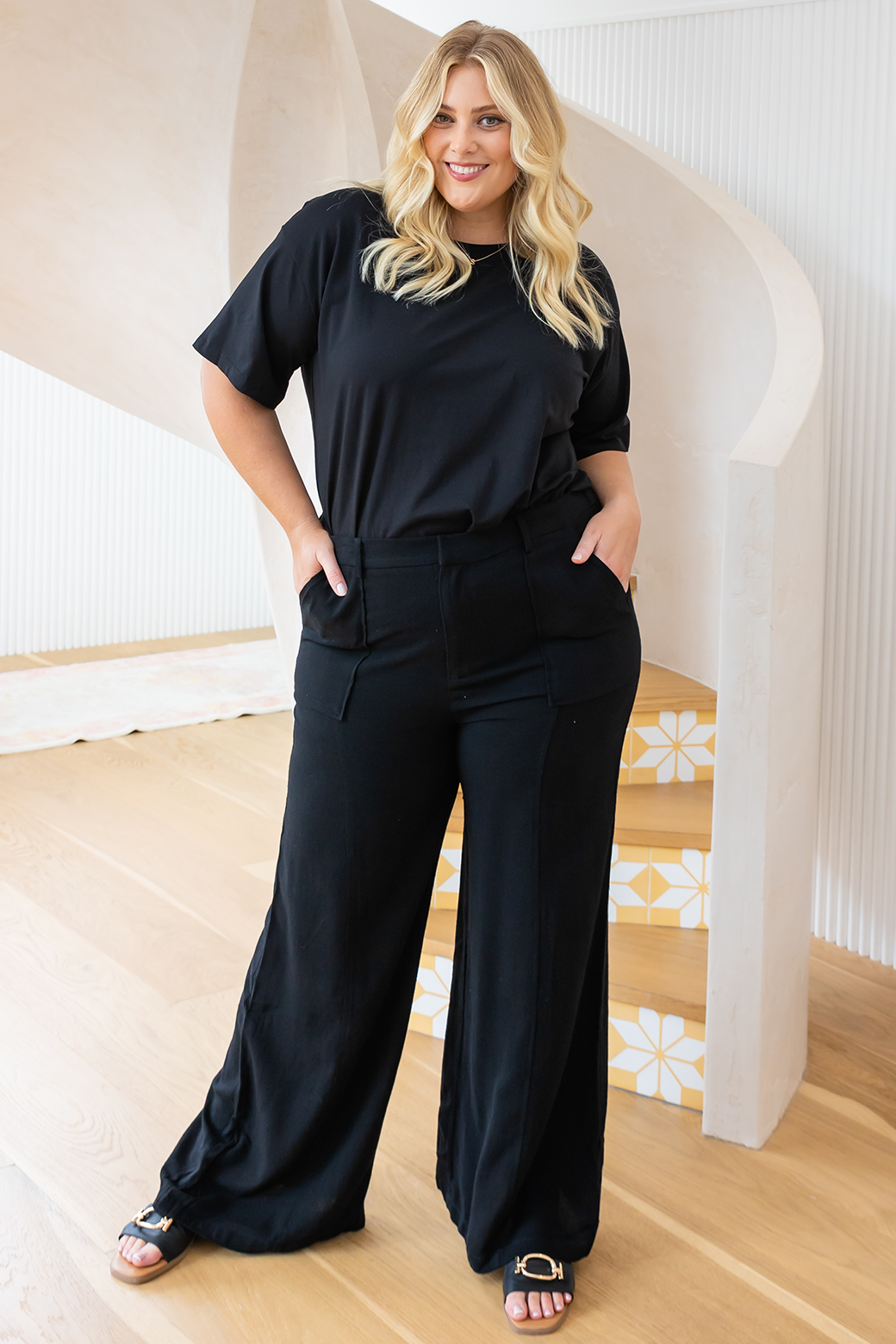 Womens Pants Plus Size Linen Pants Sets Plus Size Black Linen