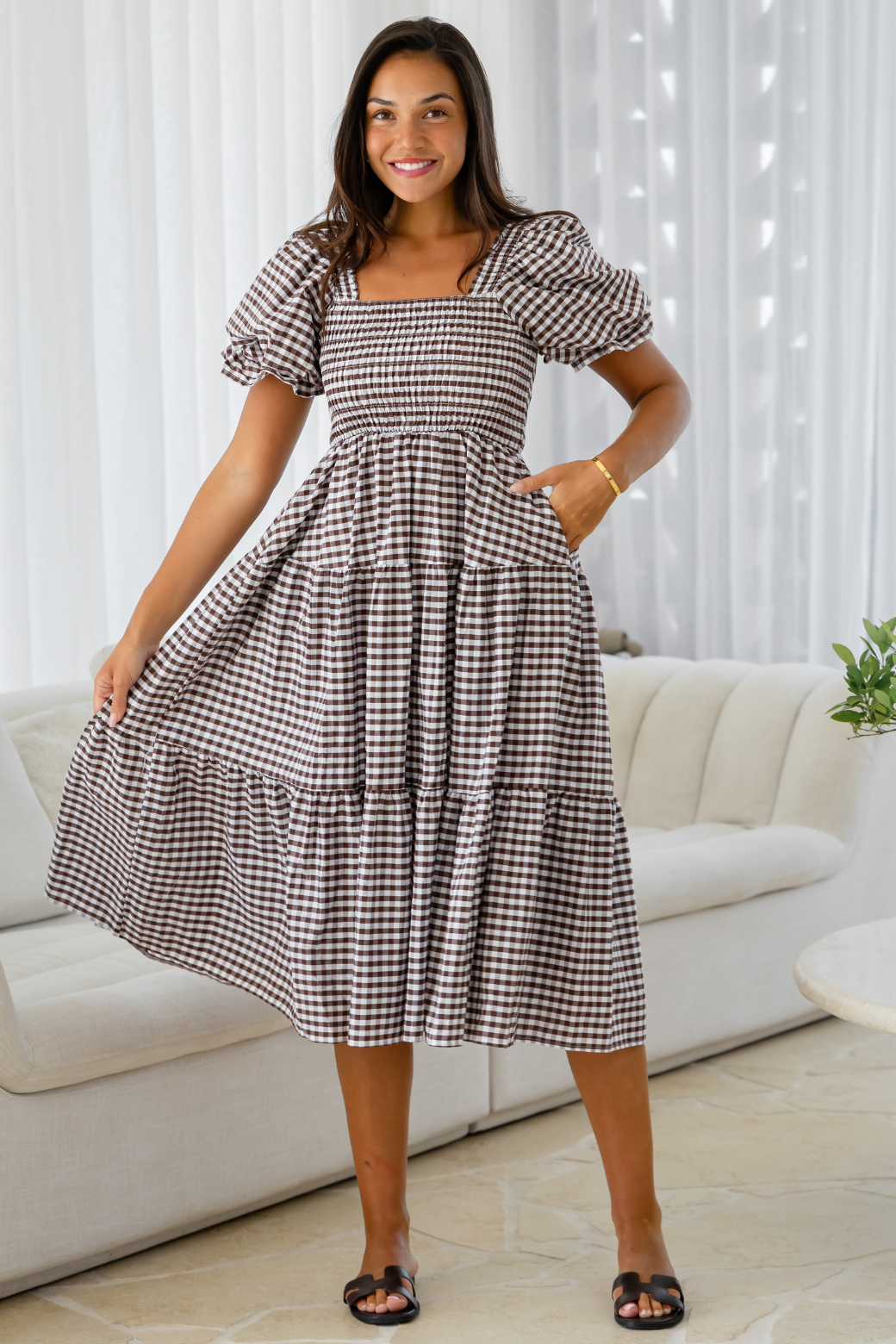 Shiloh Midi Dress Choc Gingham