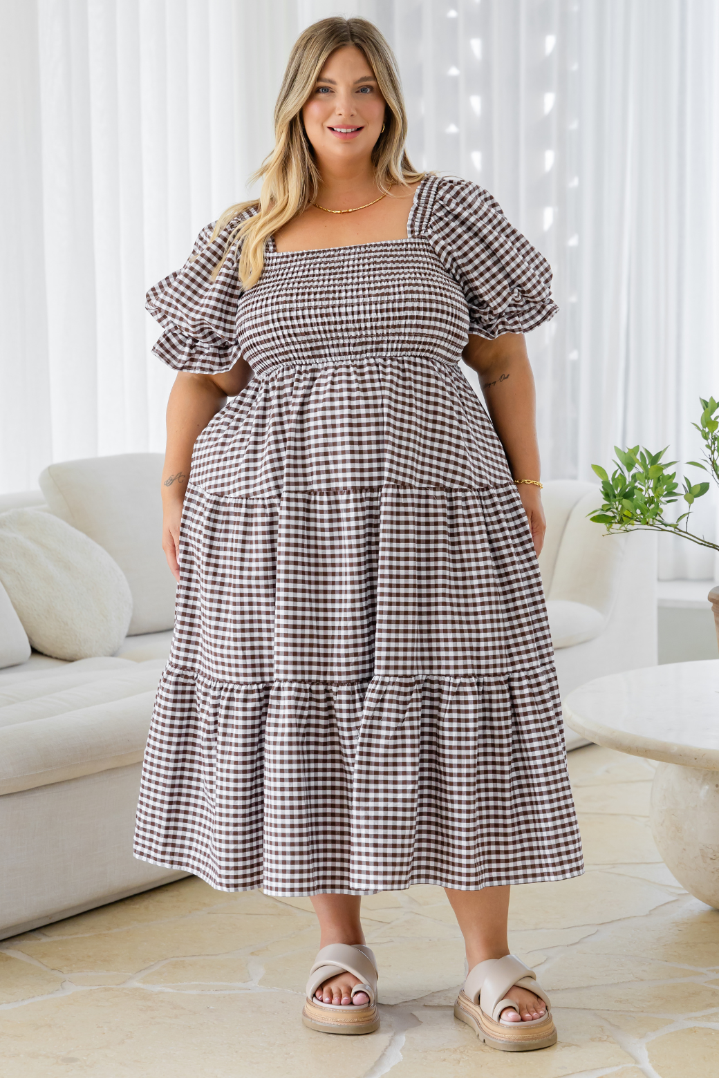 Shiloh Midi Dress Choc Gingham