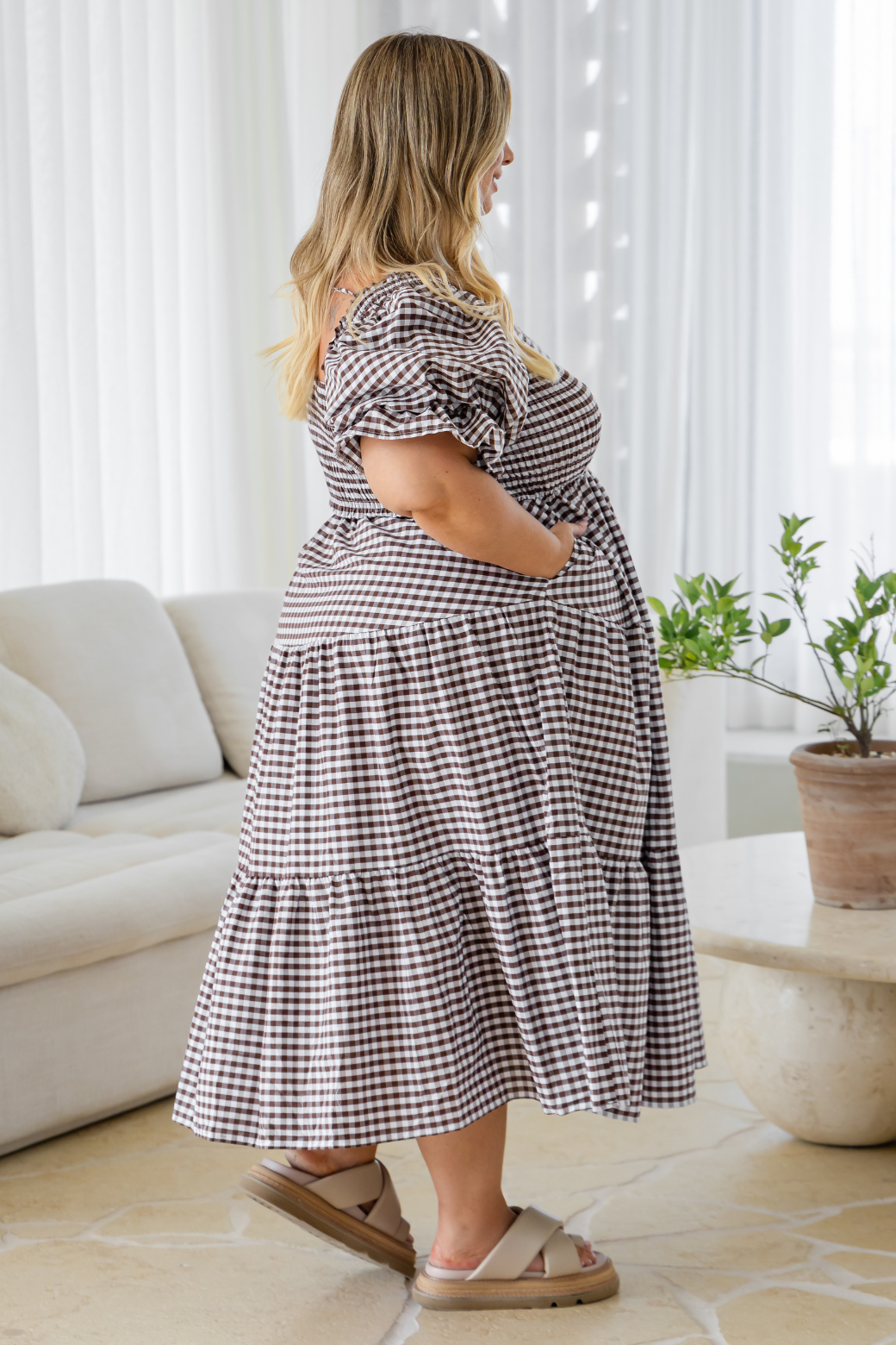 Shiloh Midi Dress Choc Gingham