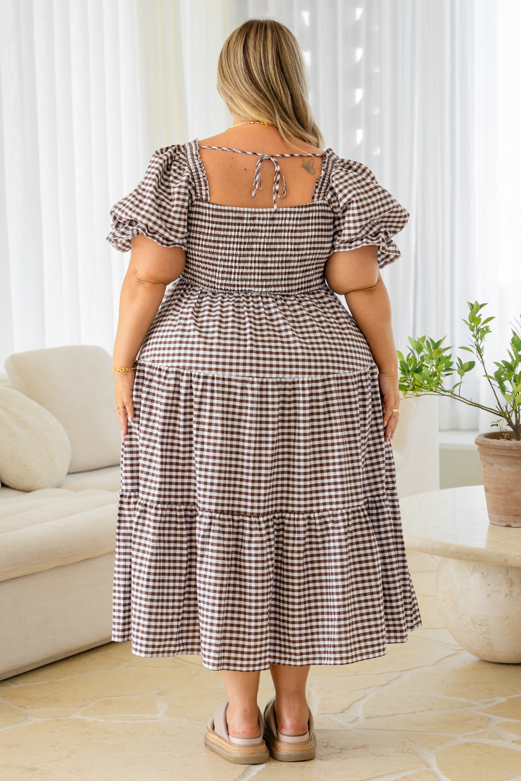 Shiloh Midi Dress Choc Gingham