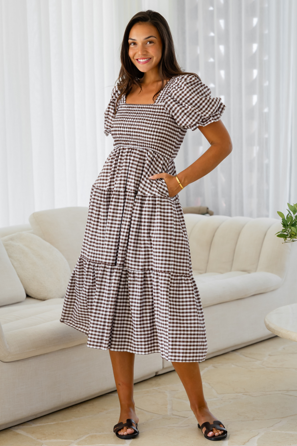 Shiloh Midi Dress Choc Gingham