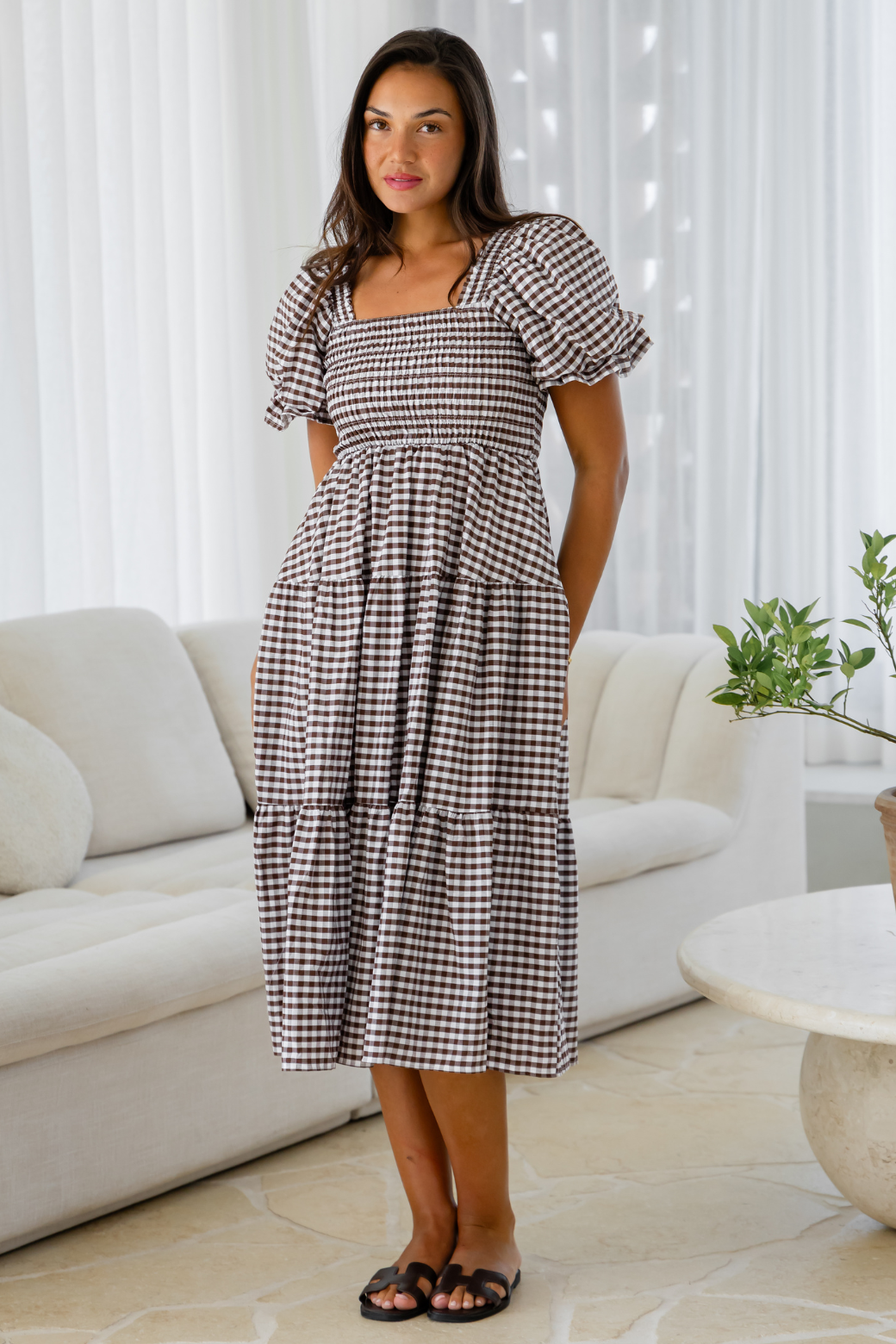gingham midi dress australia Chiara Midi Dress Black Textured Gingham