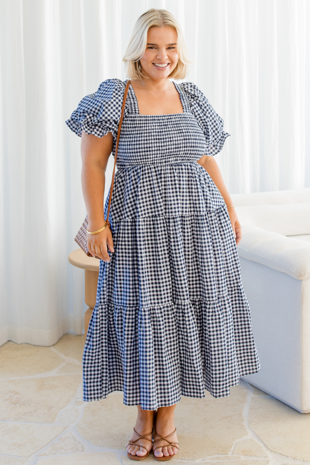 Shiloh Midi Dress Navy Gingham