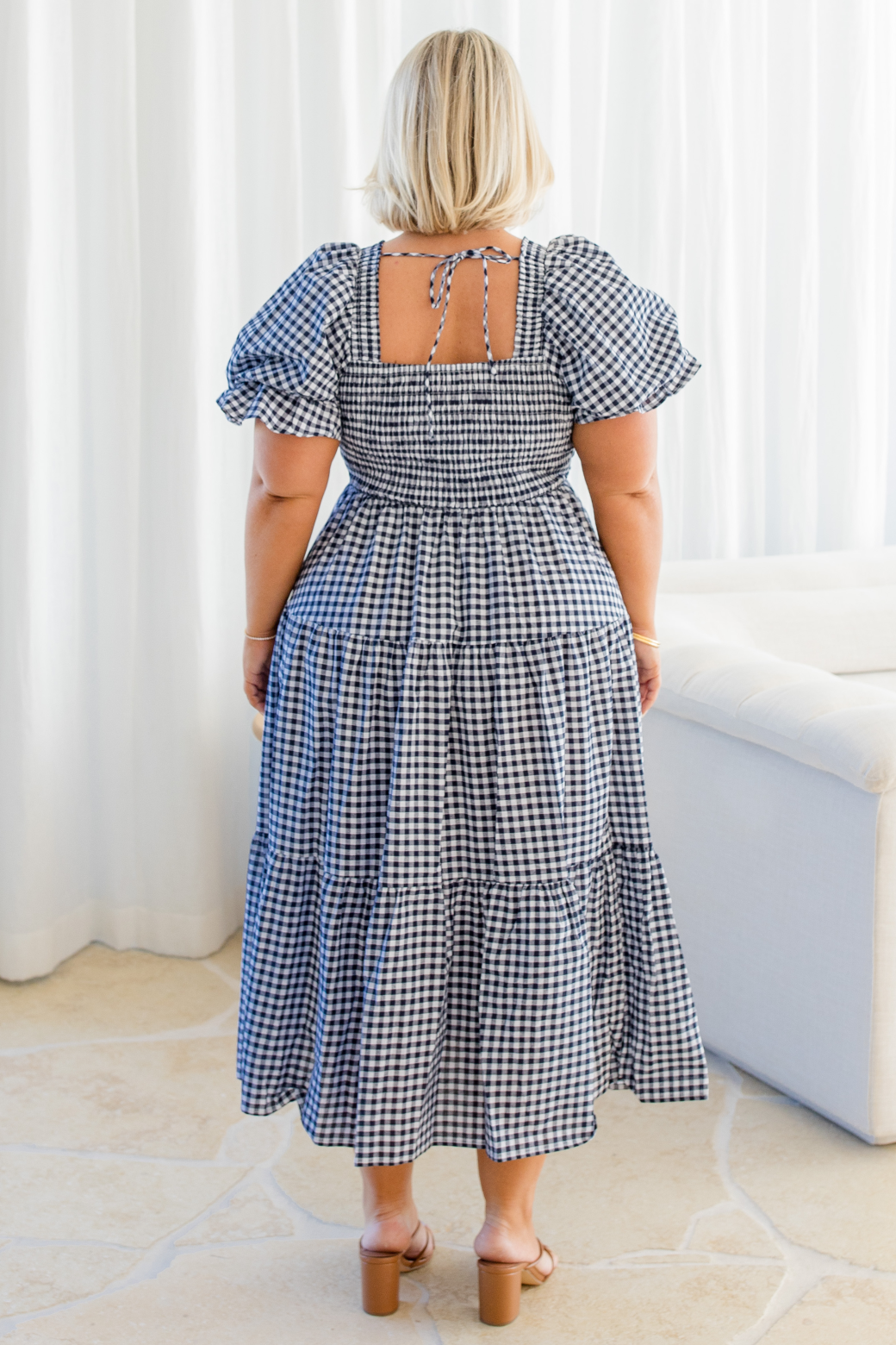 Shiloh Midi Dress Navy Gingham